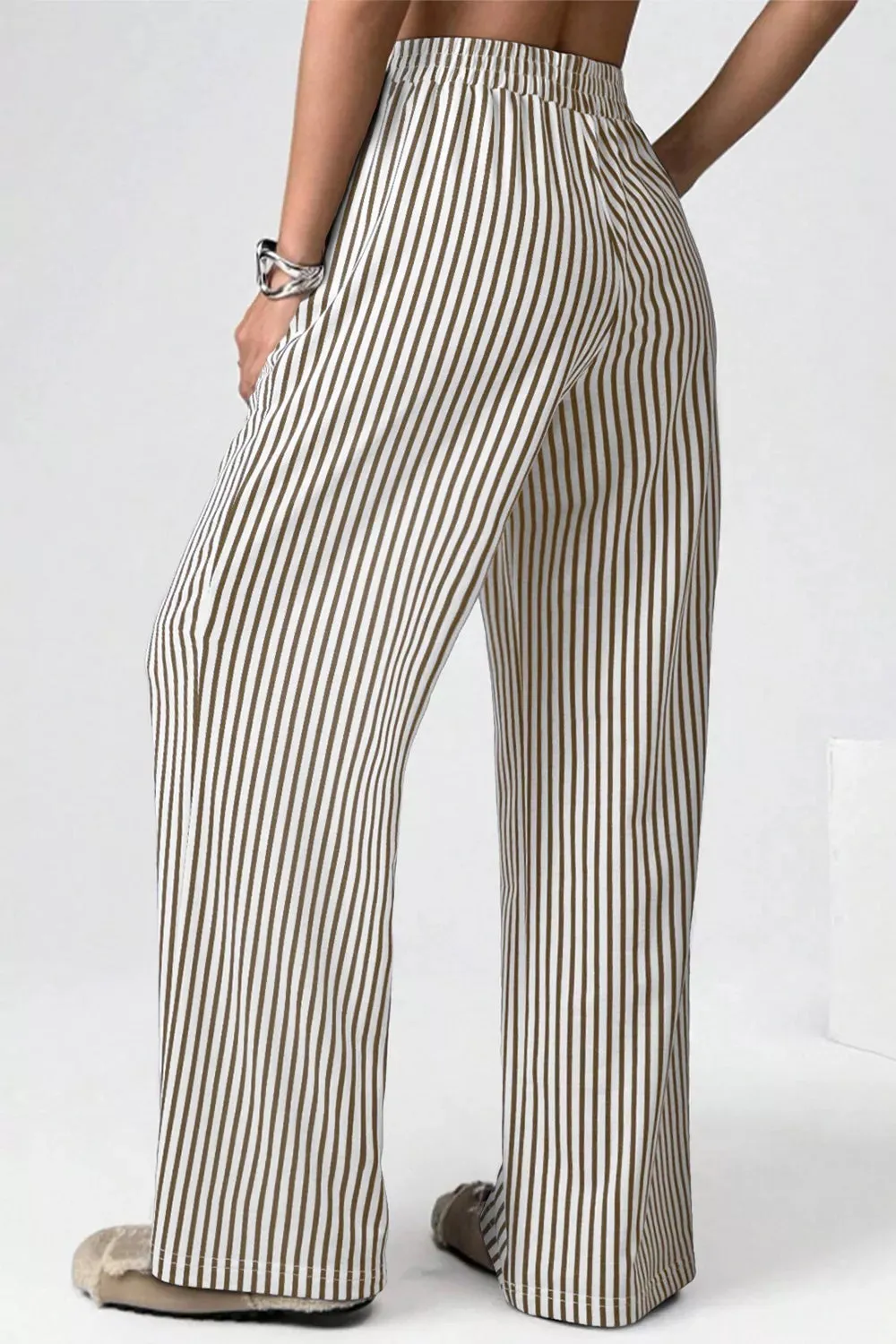 Stripe Elastic High Waist Pocketed Loose Pants sold by Charming Charlie product image thumbnail 2