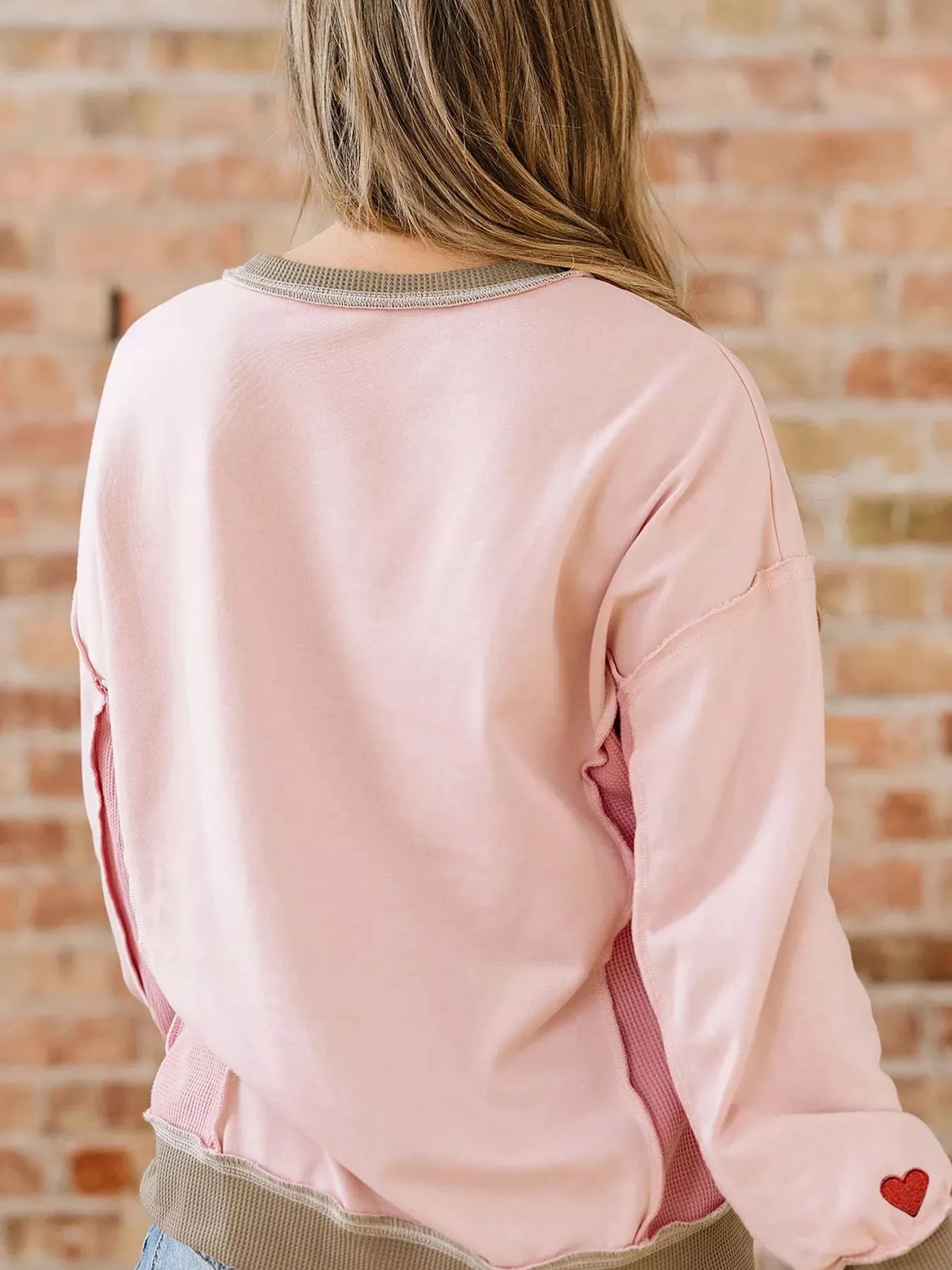 Color Block Patchwork Lovers Embroidered Letter Sweatshirt sold by Charming Charlie product image thumbnail 2