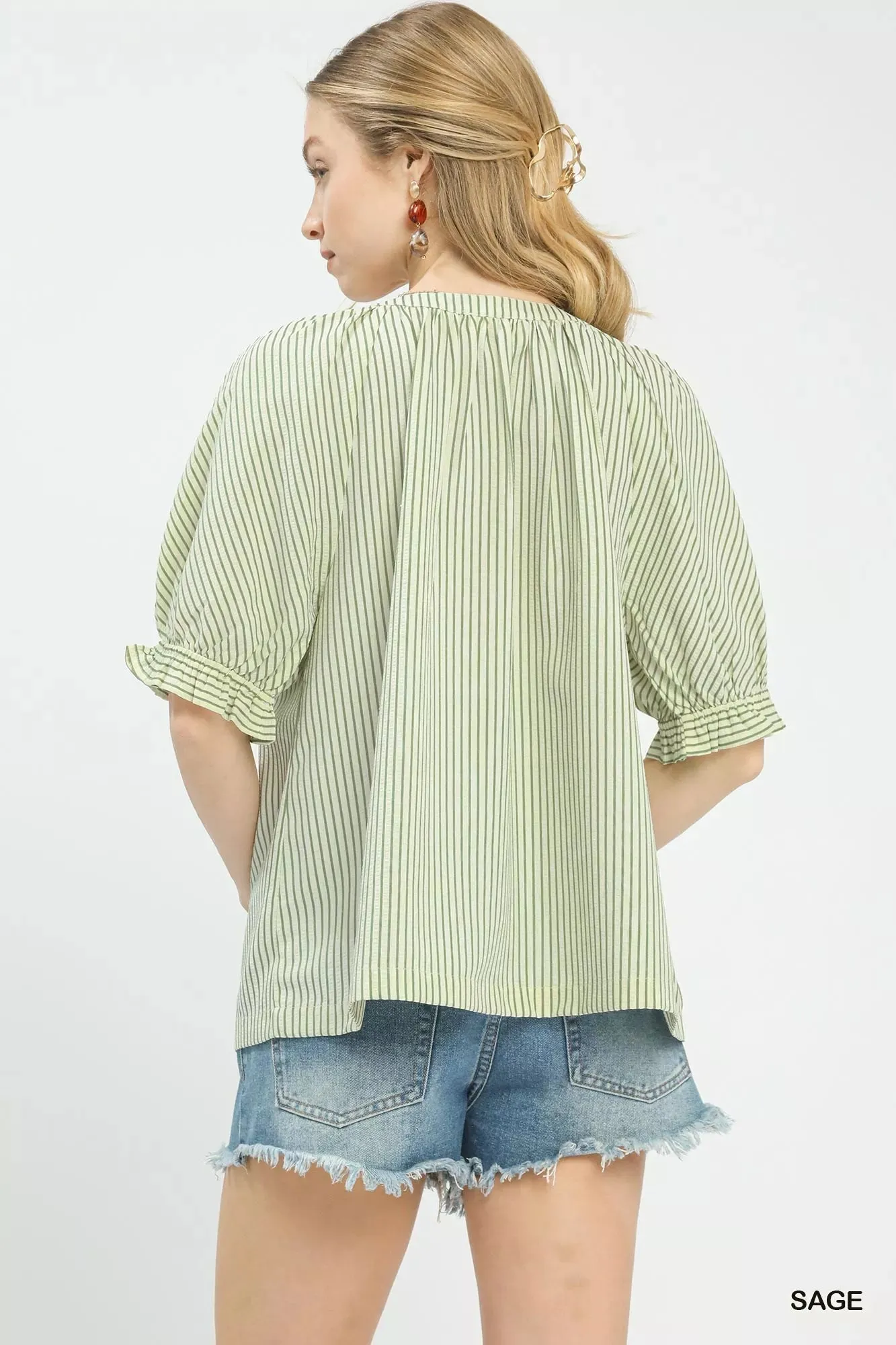 Umgee Stripe V-Neck Blouse sold by Charming Charlie product image thumbnail 4