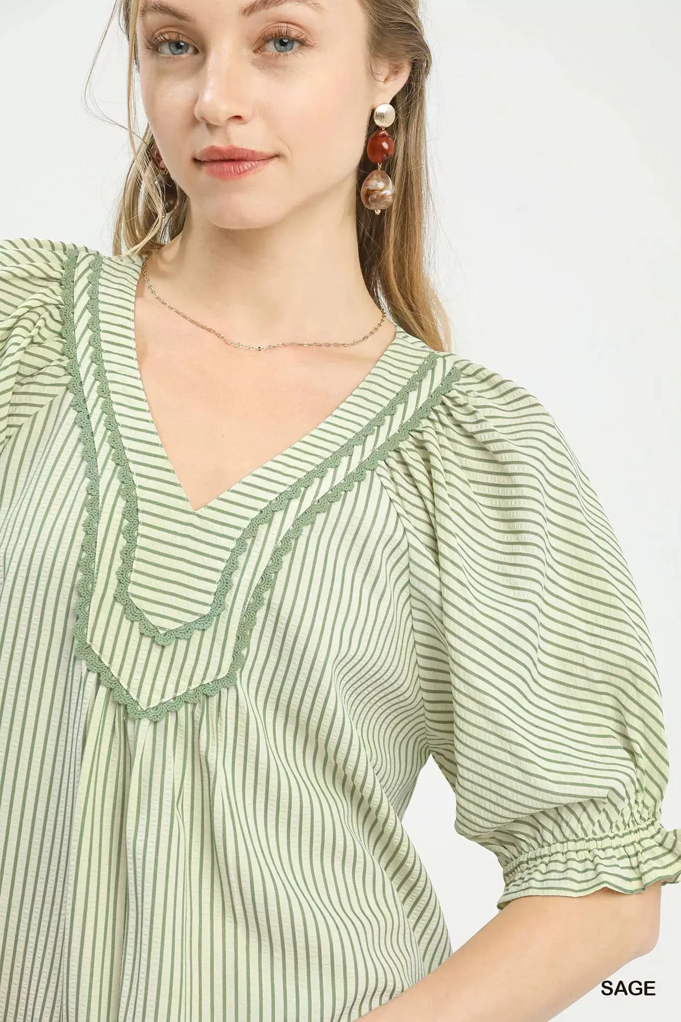 Umgee Stripe V-Neck Blouse sold by Charming Charlie product image thumbnail 5