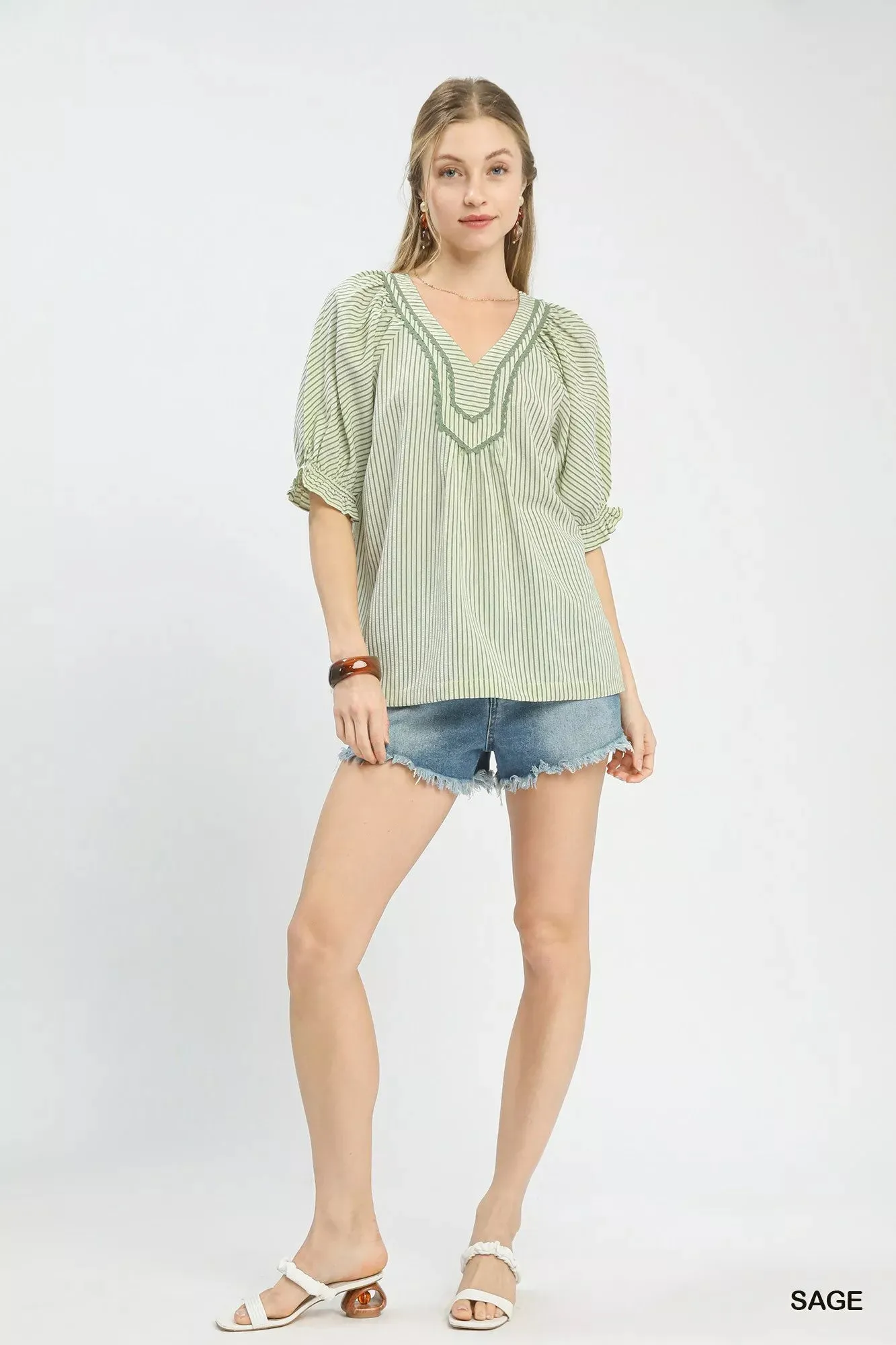 Umgee Stripe V-Neck Blouse sold by Charming Charlie product image thumbnail 2