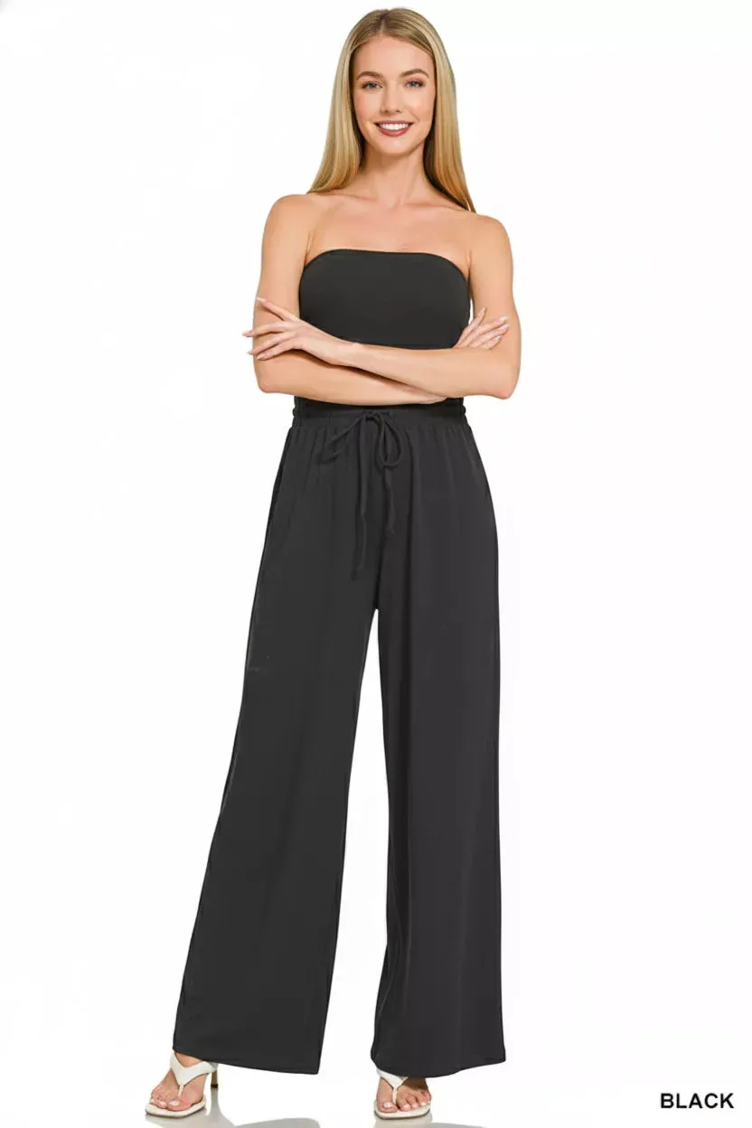 Zenana Tube Top Jumpsuit with Drawstring Waist sold by Charming Charlie product image thumbnail 2
