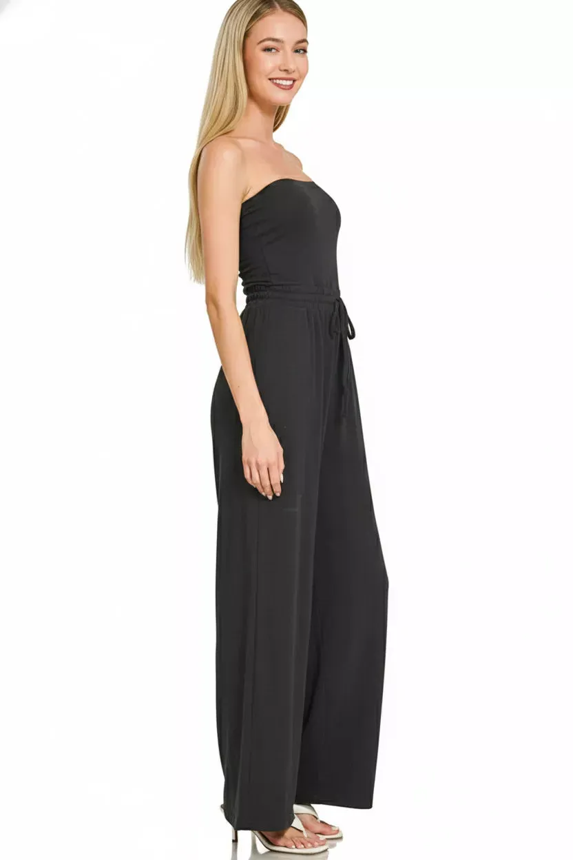 Zenana Tube Top Jumpsuit with Drawstring Waist sold by Charming Charlie product image thumbnail 3