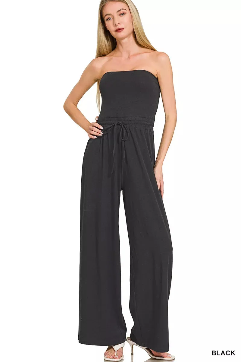Zenana Tube Top Jumpsuit with Drawstring Waist sold by Charming Charlie