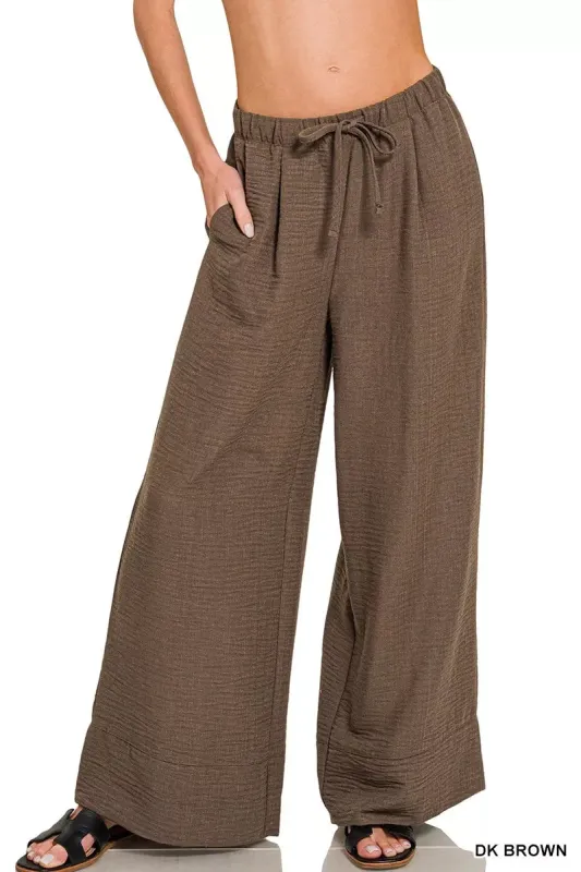 Zenana Woven Airflow Drawstring Pants sold by Charming Charlie