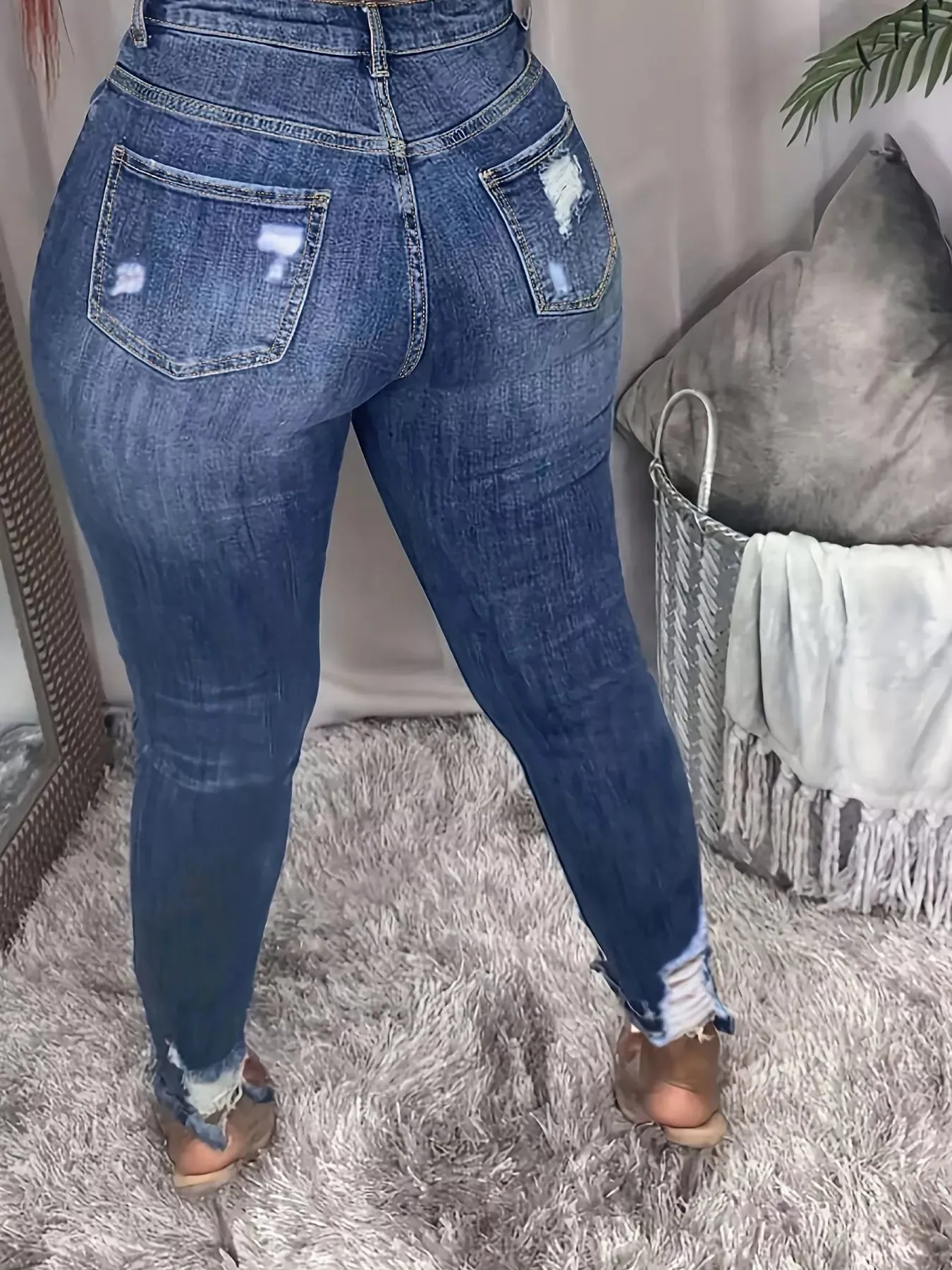 Plus Size Slim Fit Distressed Jeans sold by Charming Charlie product image thumbnail 3
