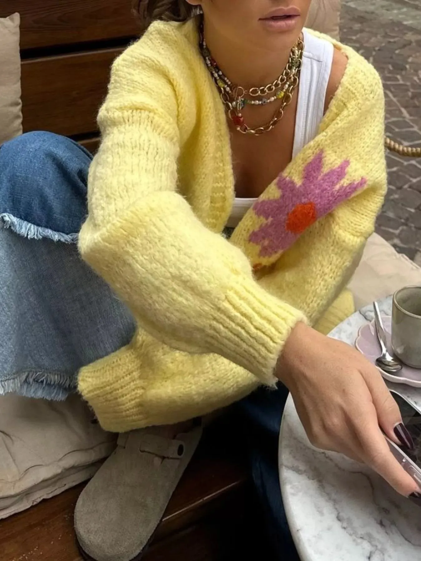 Button Up Dropped Shoulder Cardigan sold by Charming Charlie product image thumbnail 2