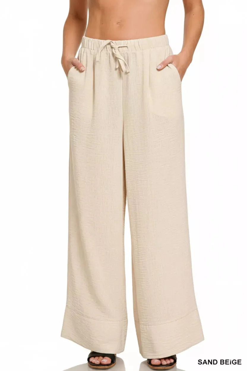 Zenana Woven Airflow Drawstring Pants sold by Charming Charlie product image thumbnail 2