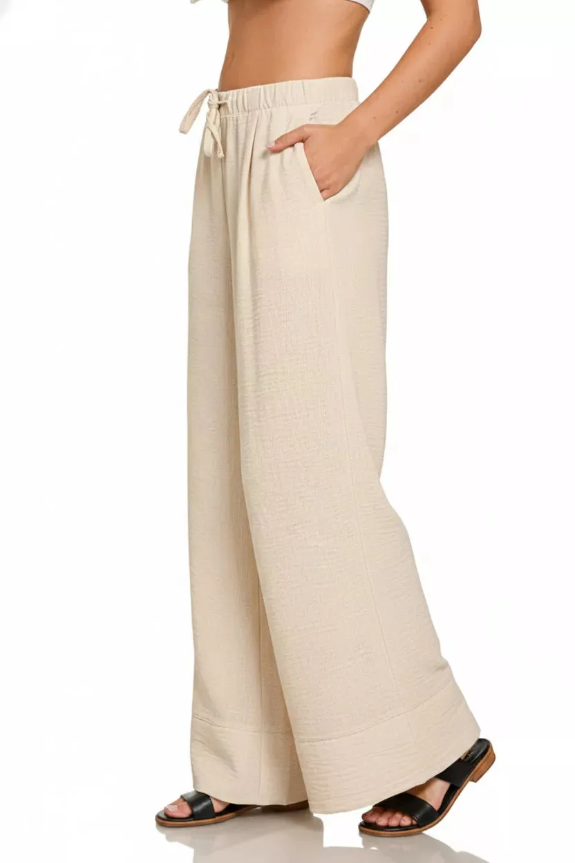 Zenana Woven Airflow Drawstring Pants sold by Charming Charlie product image thumbnail 3