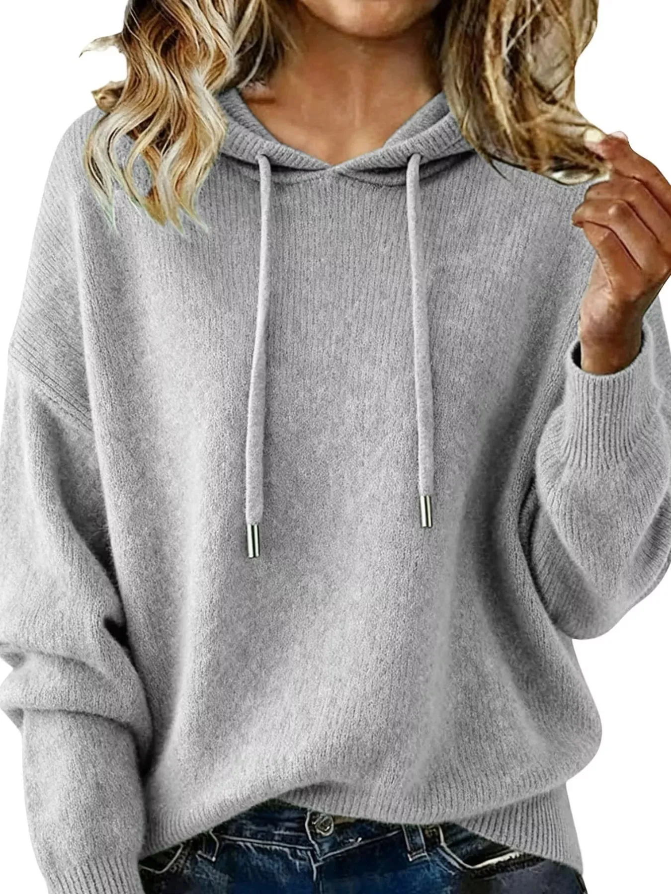 Drawstring Long Sleeve Hooded Sweater sold by Charming Charlie product image thumbnail 4