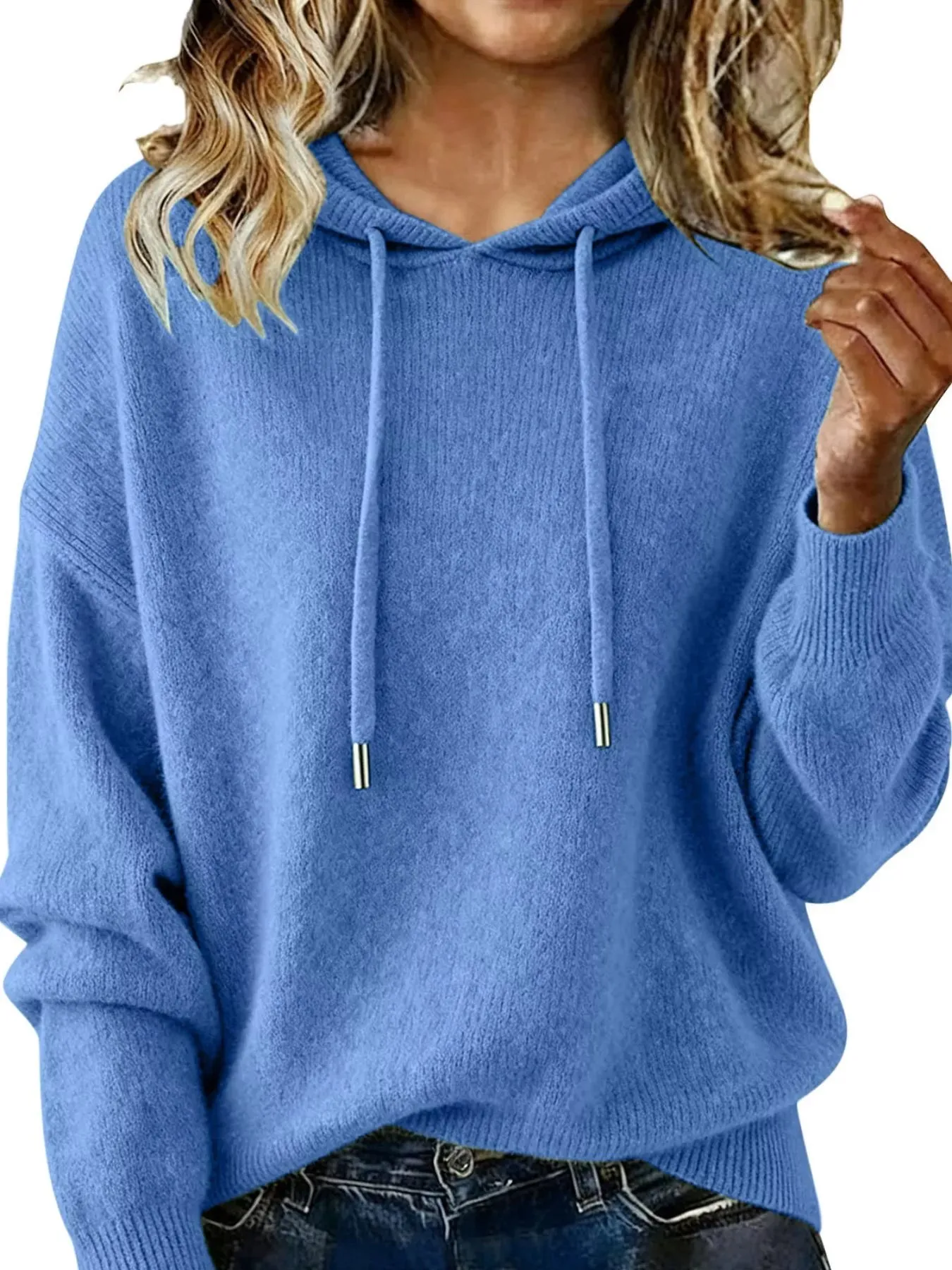 Drawstring Long Sleeve Hooded Sweater sold by Charming Charlie