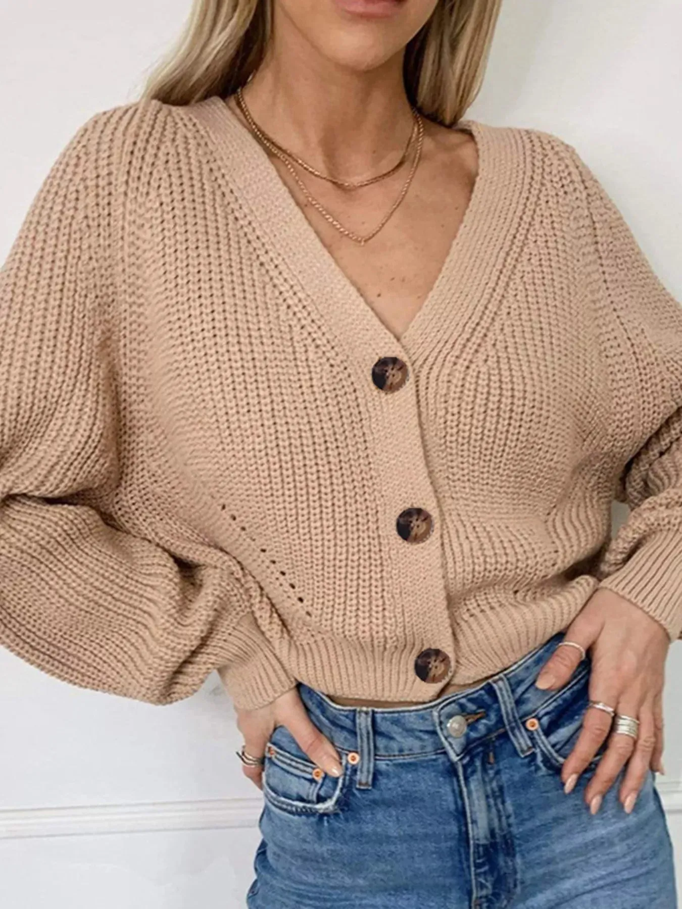 Full Size Chunky Knit Button-Down Cardigan Plus Size sold by Charming Charlie product image thumbnail 2