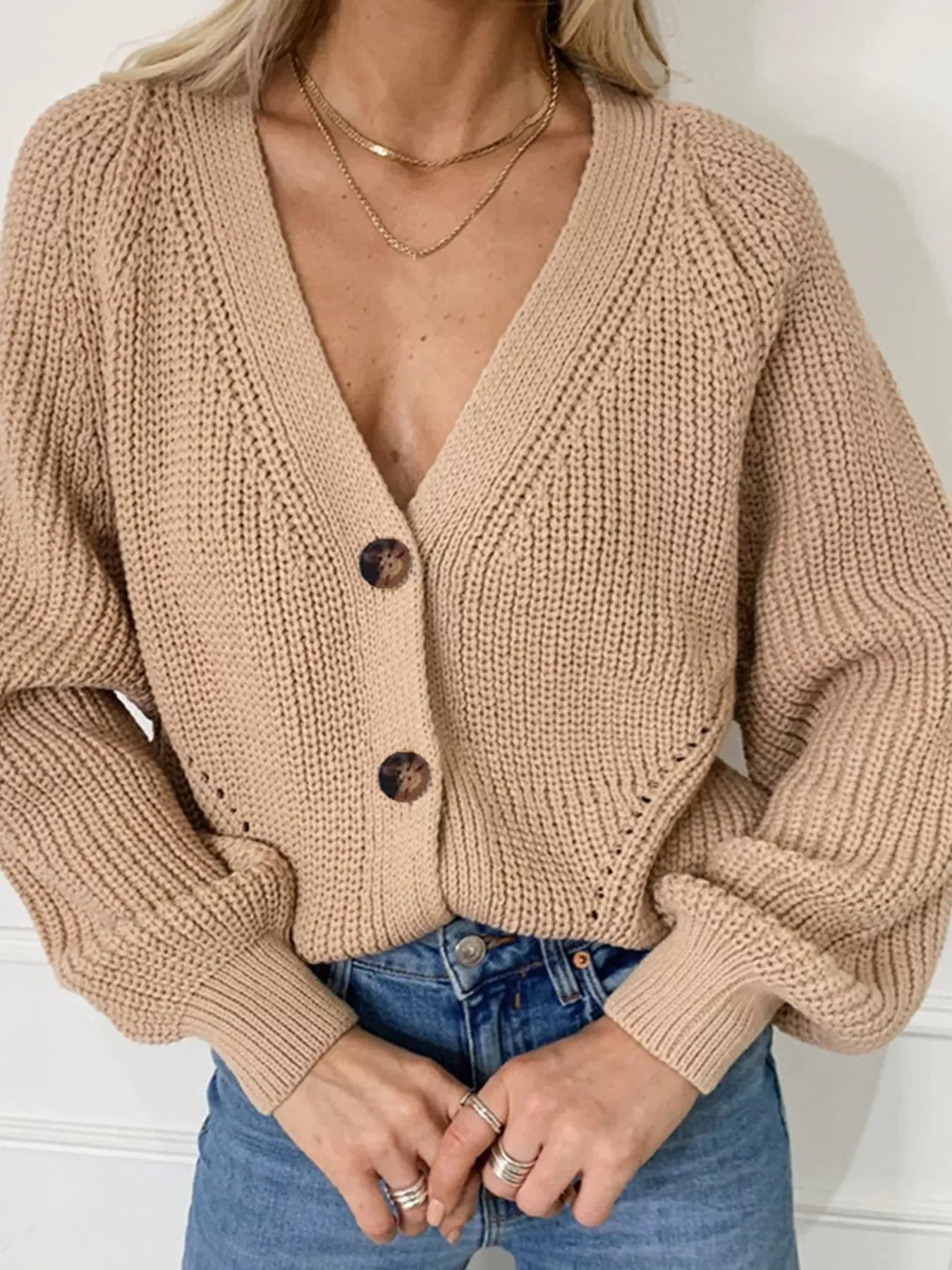 Full Size Chunky Knit Button-Down Cardigan Plus Size sold by Charming Charlie product image thumbnail 3