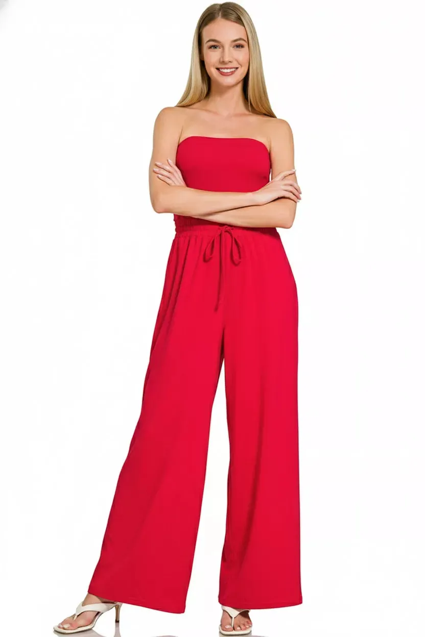 Zenana Tube Top Jumpsuit with Drawstring Waist sold by Charming Charlie product image thumbnail 2