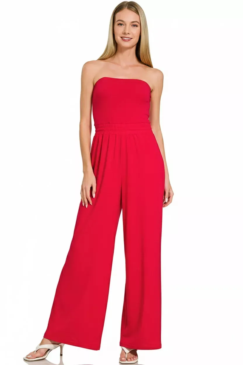 Zenana Tube Top Jumpsuit with Drawstring Waist sold by Charming Charlie product image thumbnail 3