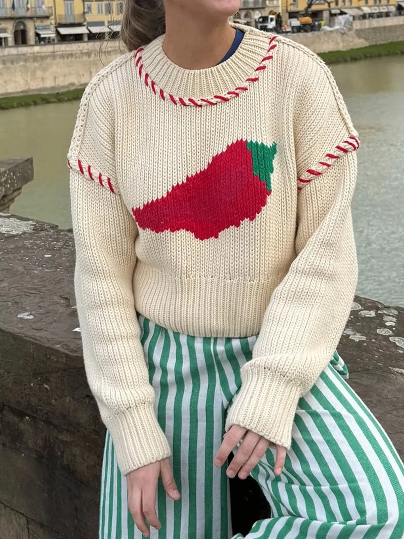 Pepper Round Neck Long Sleeve Sweater sold by Charming Charlie