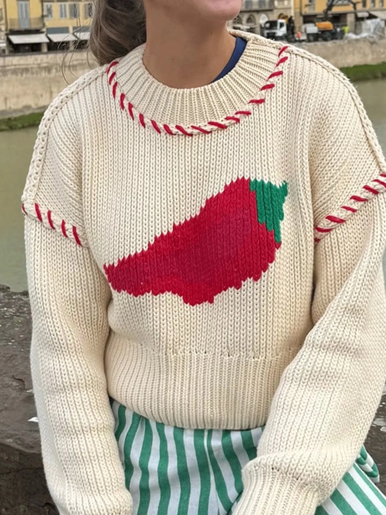 Pepper Round Neck Long Sleeve Sweater sold by Charming Charlie product image thumbnail 2