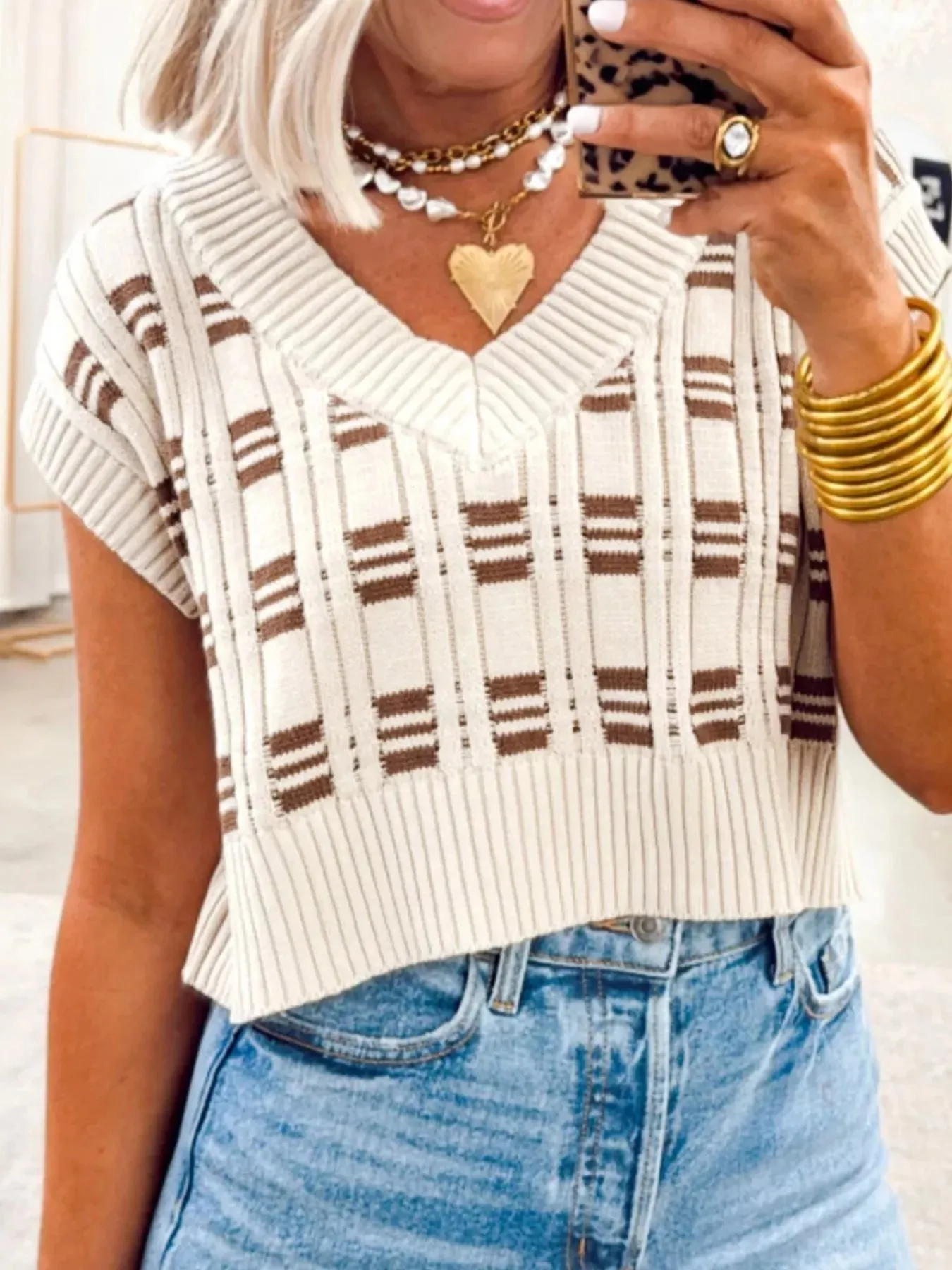 Ribbed Cropped Sweater Vest sold by Charming Charlie product image thumbnail 2