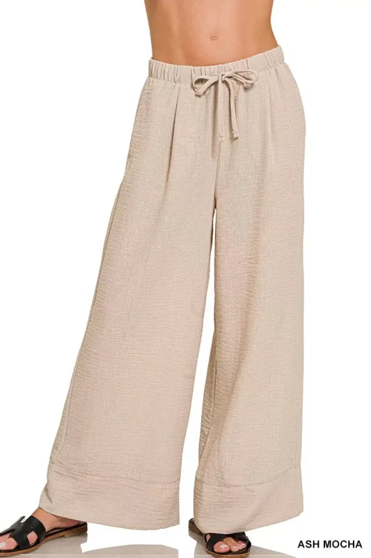 Zenana Woven Airflow Drawstring Pants sold by Charming Charlie