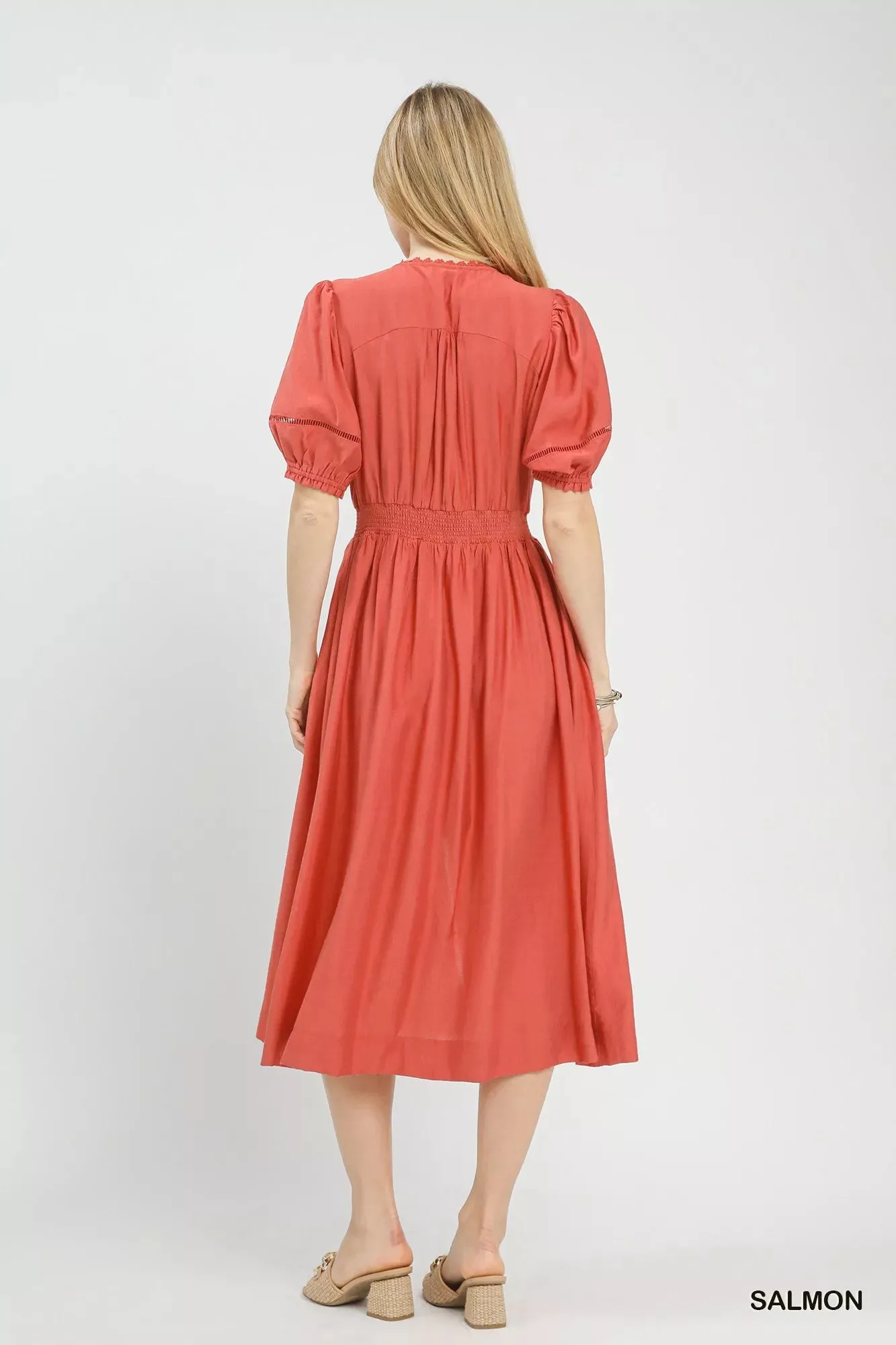 Umgee Zip-Front Smocked Waist Midi Dress sold by Charming Charlie product image thumbnail 4