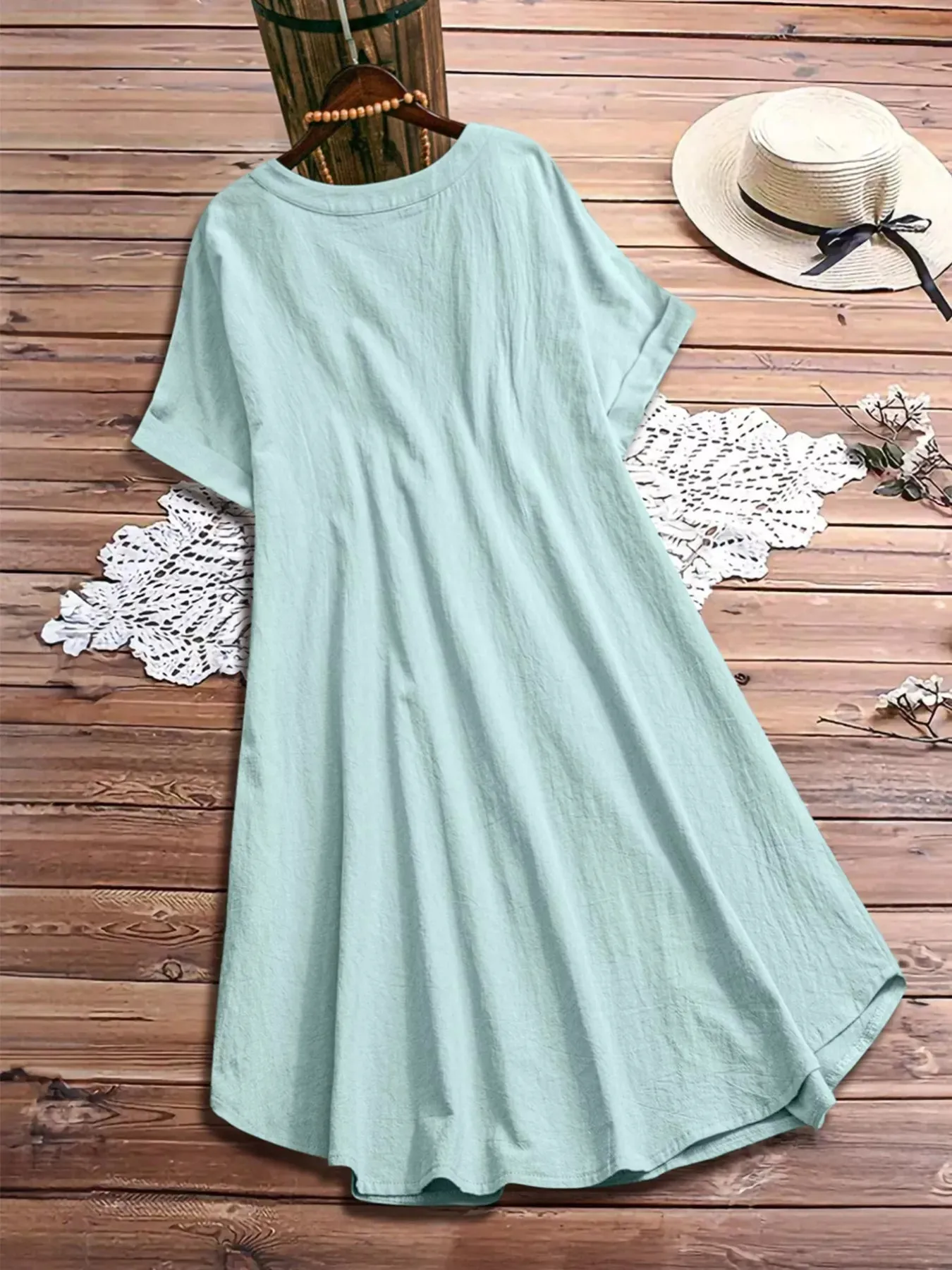 Plus Size Casual Button-Down Short Sleeve Dress sold by Charming Charlie product image thumbnail 3
