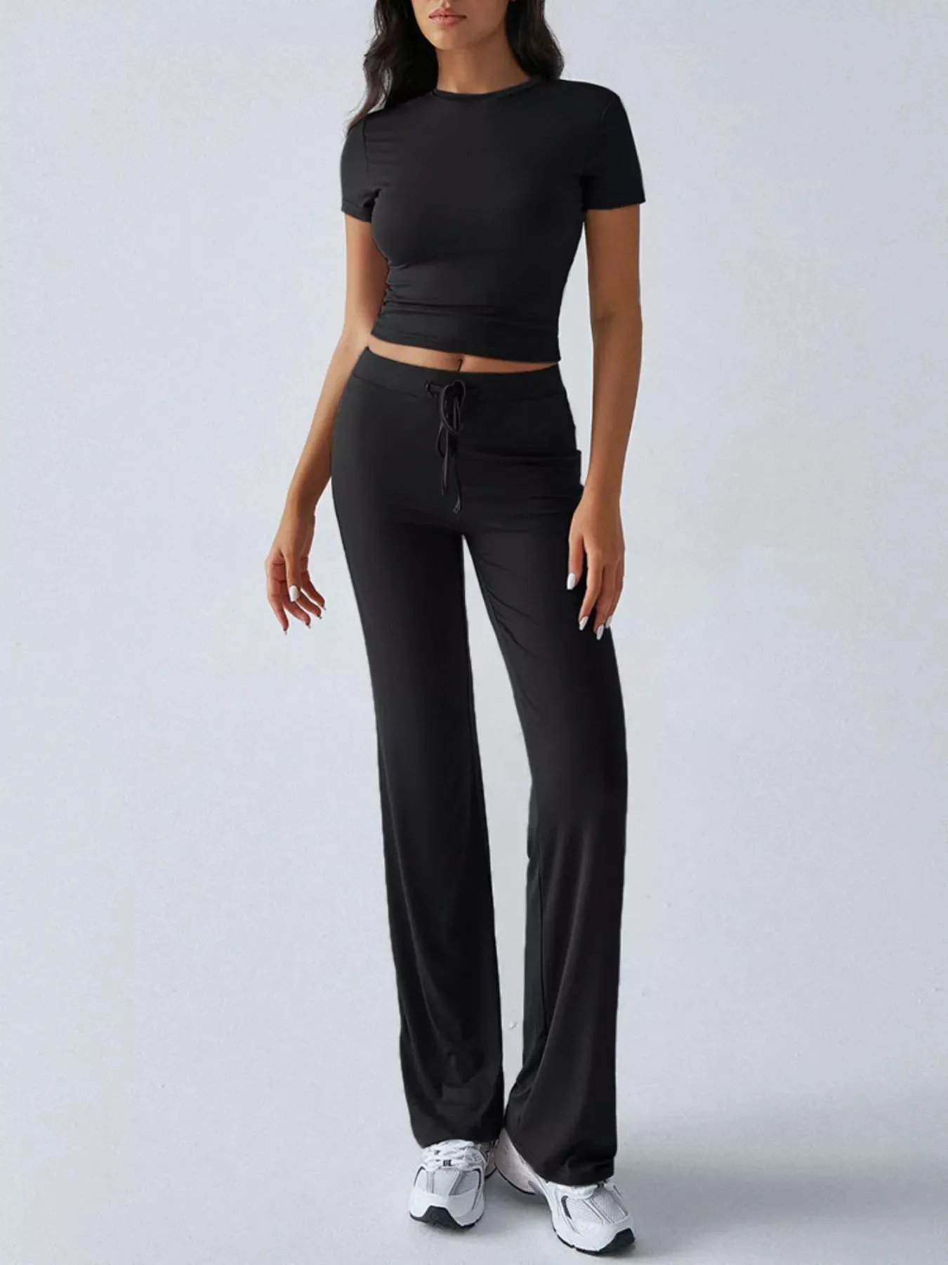 Mock Neck Short Sleeve Top and Pants Set sold by Charming Charlie product image thumbnail 3
