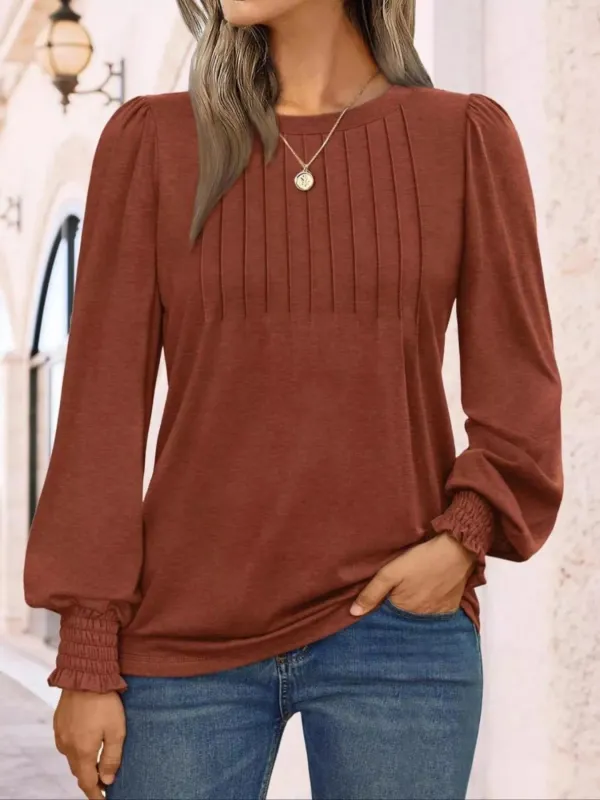 Round Neck Lantern Sleeve Top sold by Charming Charlie