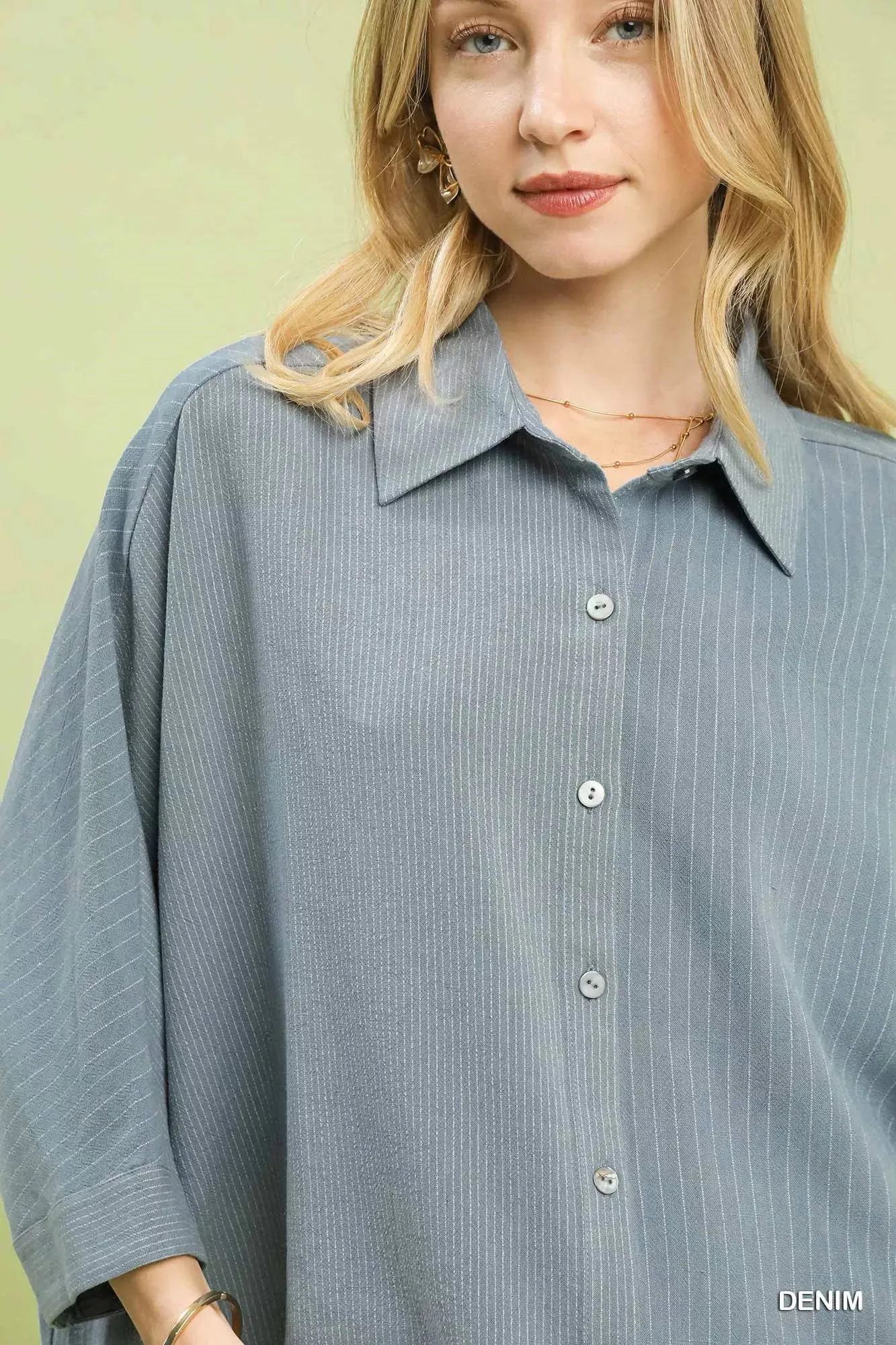 Umgee Oversized Striped Button-Down Shirt sold by Charming Charlie product image thumbnail 5