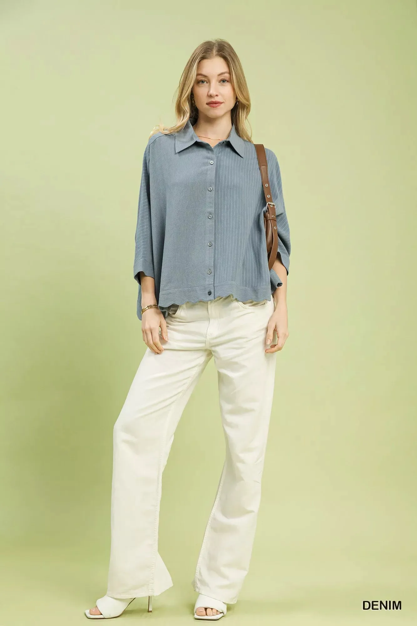 Umgee Oversized Striped Button-Down Shirt sold by Charming Charlie product image thumbnail 2