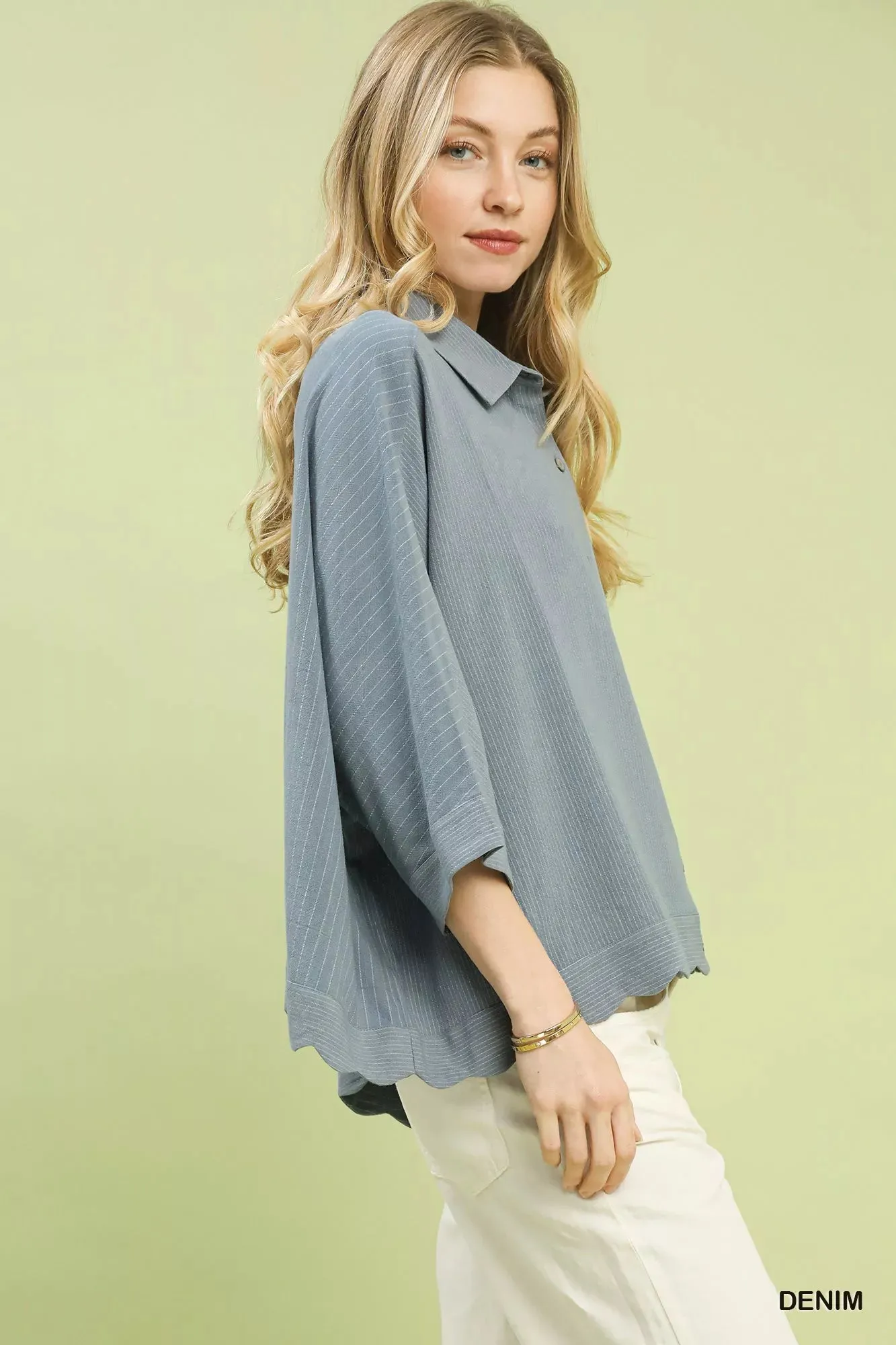 Umgee Oversized Striped Button-Down Shirt sold by Charming Charlie product image thumbnail 3