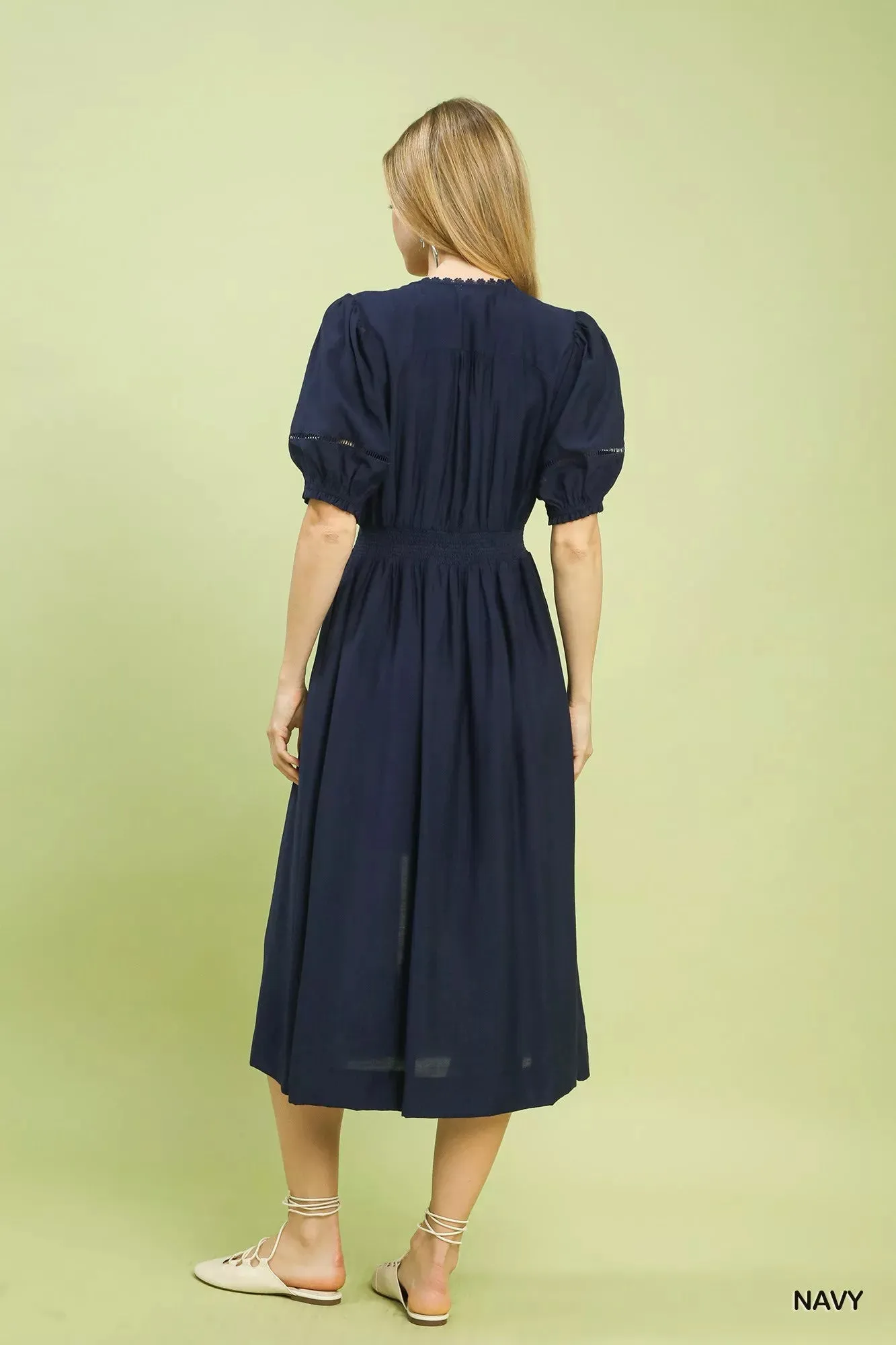 Umgee Zip-Front Smocked Waist Midi Dress sold by Charming Charlie product image thumbnail 4