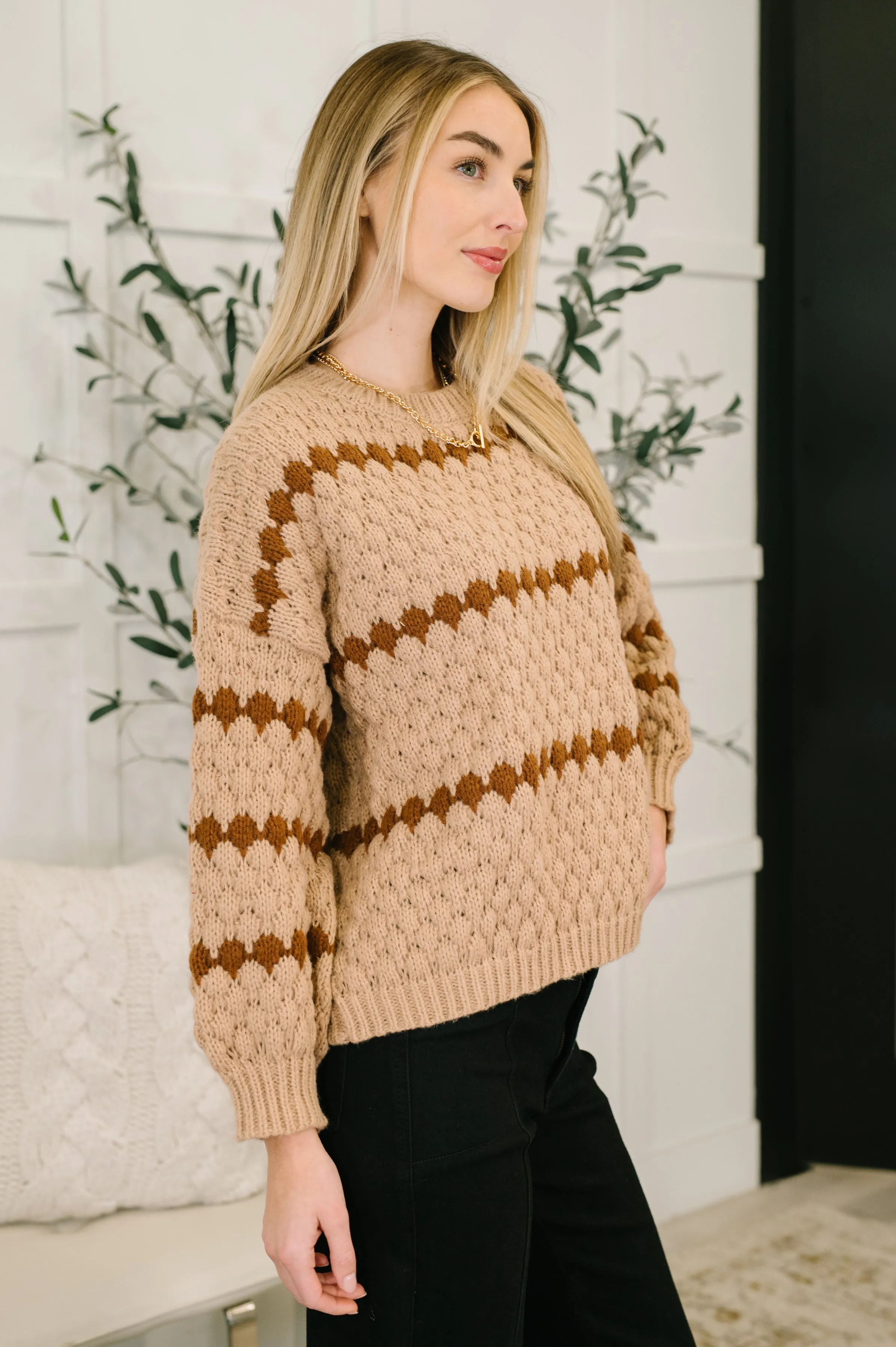 Ivy Lane Textured Sweater in Taupe sold by Charming Charlie product image thumbnail 4