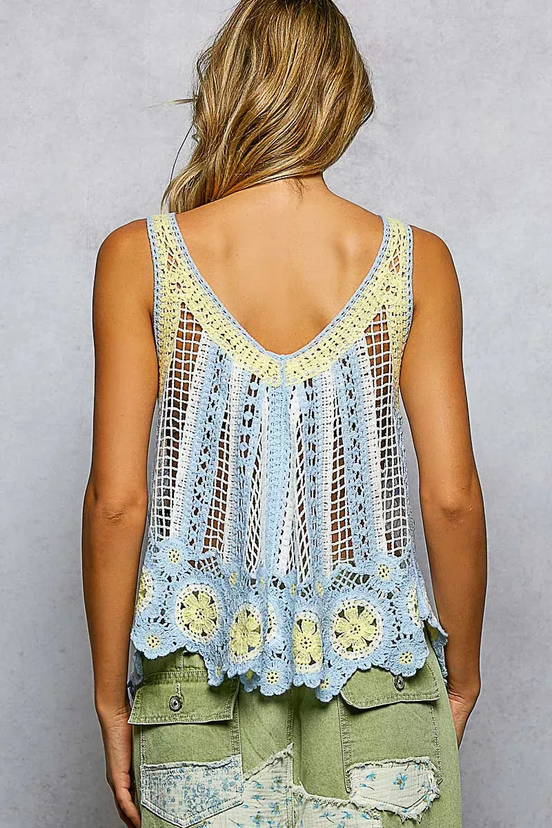POL Openwork Stripe Pattern Flowy Tank with Scalloped Edge sold by Charming Charlie product image thumbnail 4