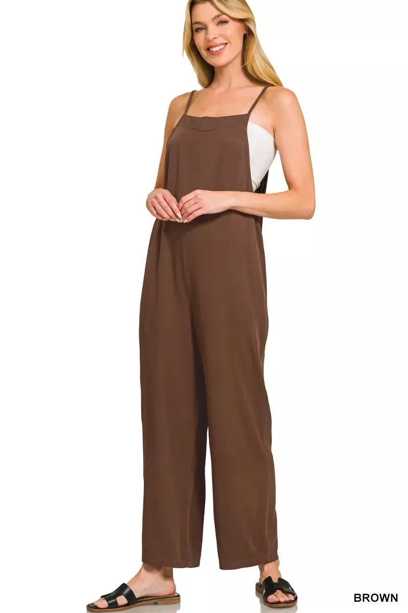 Zenana Rayon Woven Wide Leg Jumpsuit sold by Charming Charlie