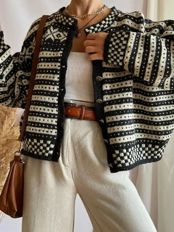 Striped Button Up Knit Cardigan sold by Charming Charlie