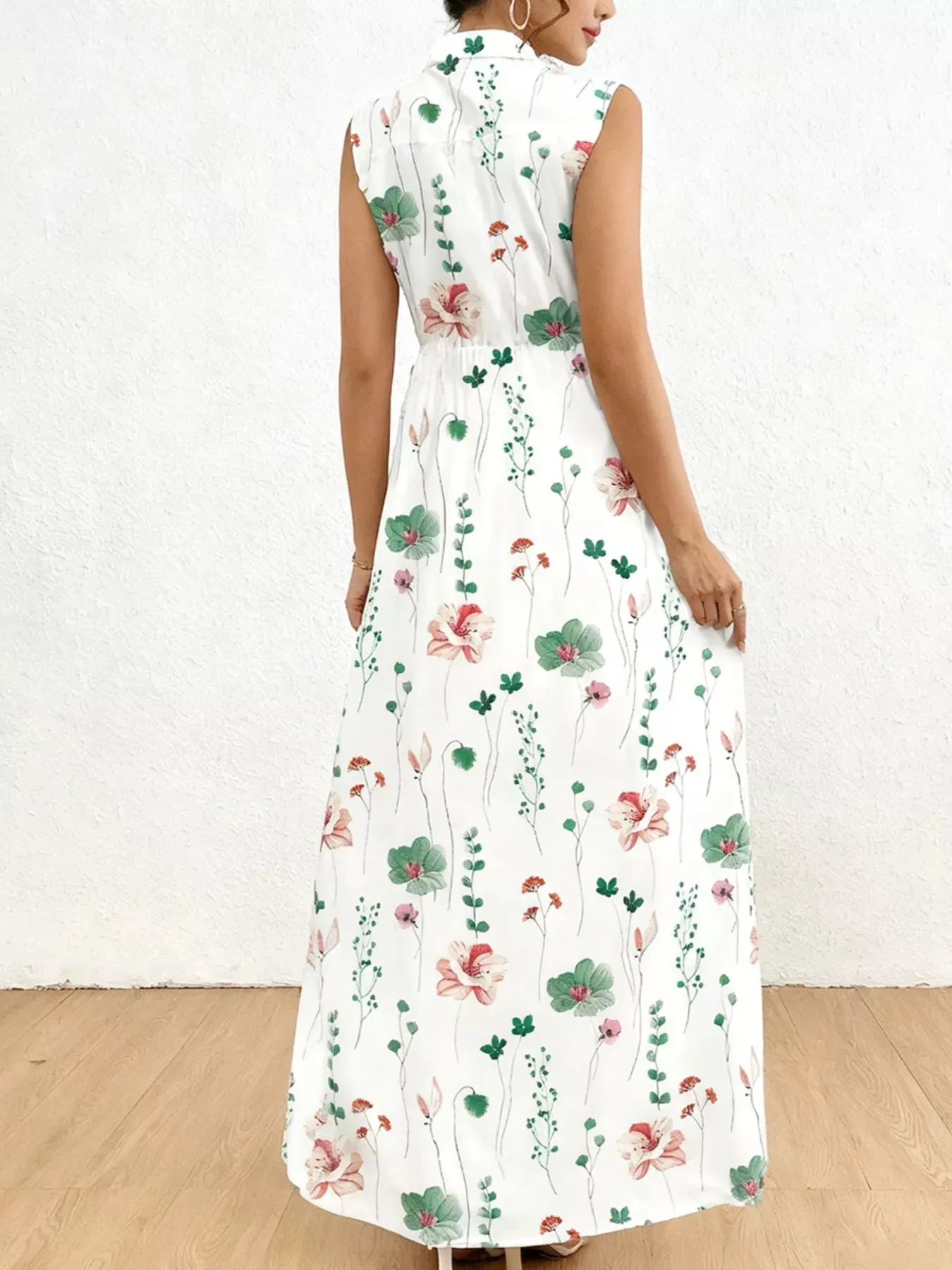Floral Print Sleeveless Maxi Shirt Dress sold by Charming Charlie product image thumbnail 5