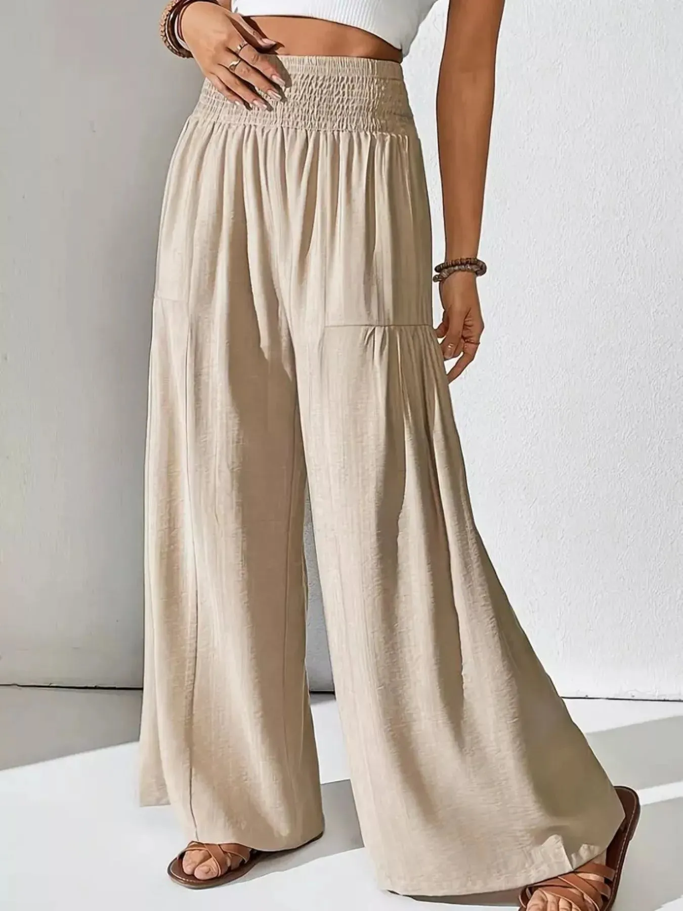 Smocked Waist Wide Leg Pants sold by Charming Charlie product image thumbnail 3
