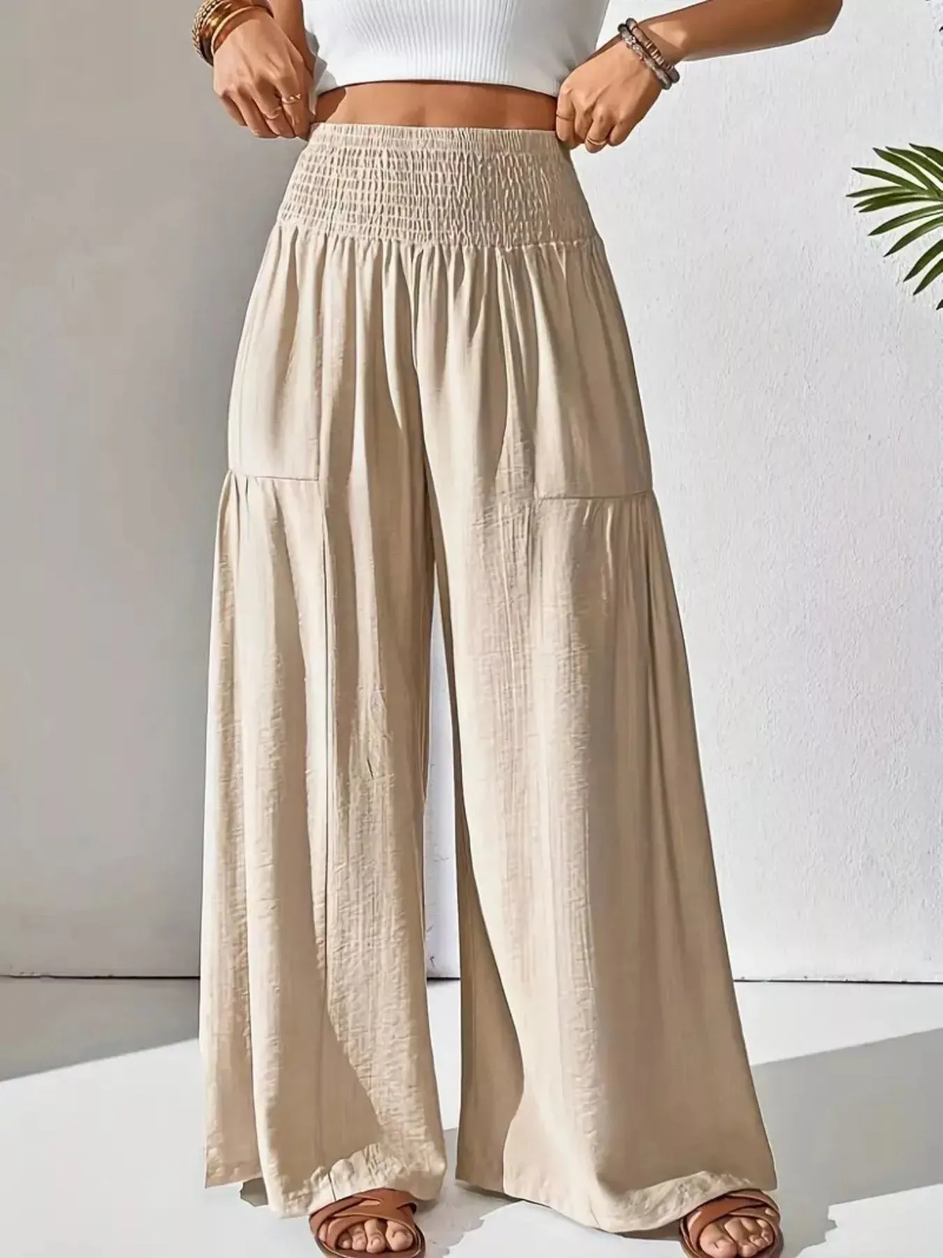 Smocked Waist Wide Leg Pants sold by Charming Charlie product image thumbnail 4