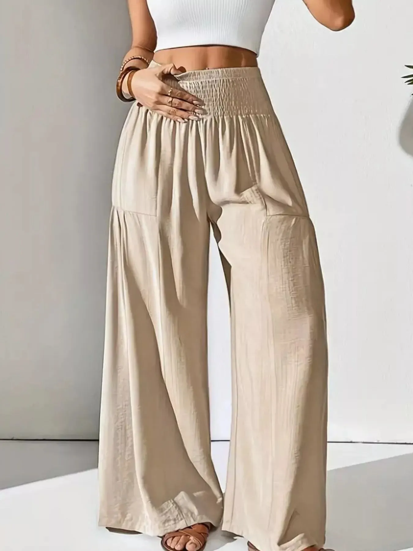 Smocked Waist Wide Leg Pants sold by Charming Charlie product image thumbnail 2
