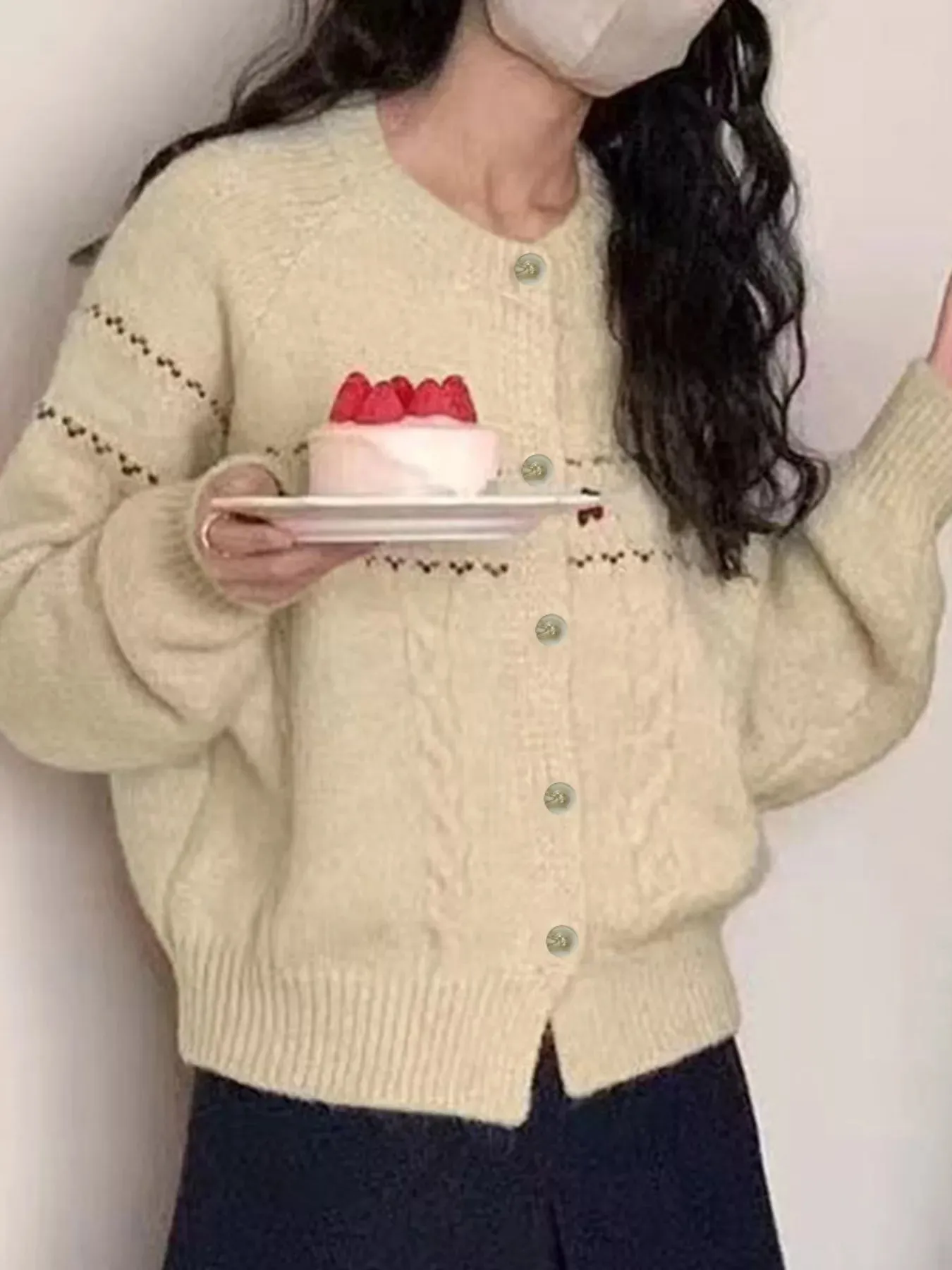 Cable Knit Button Up Cardigan sold by Charming Charlie product image thumbnail 4