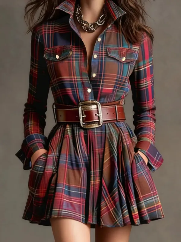 Plaid Long Sleeve Shirt Dress sold by Charming Charlie