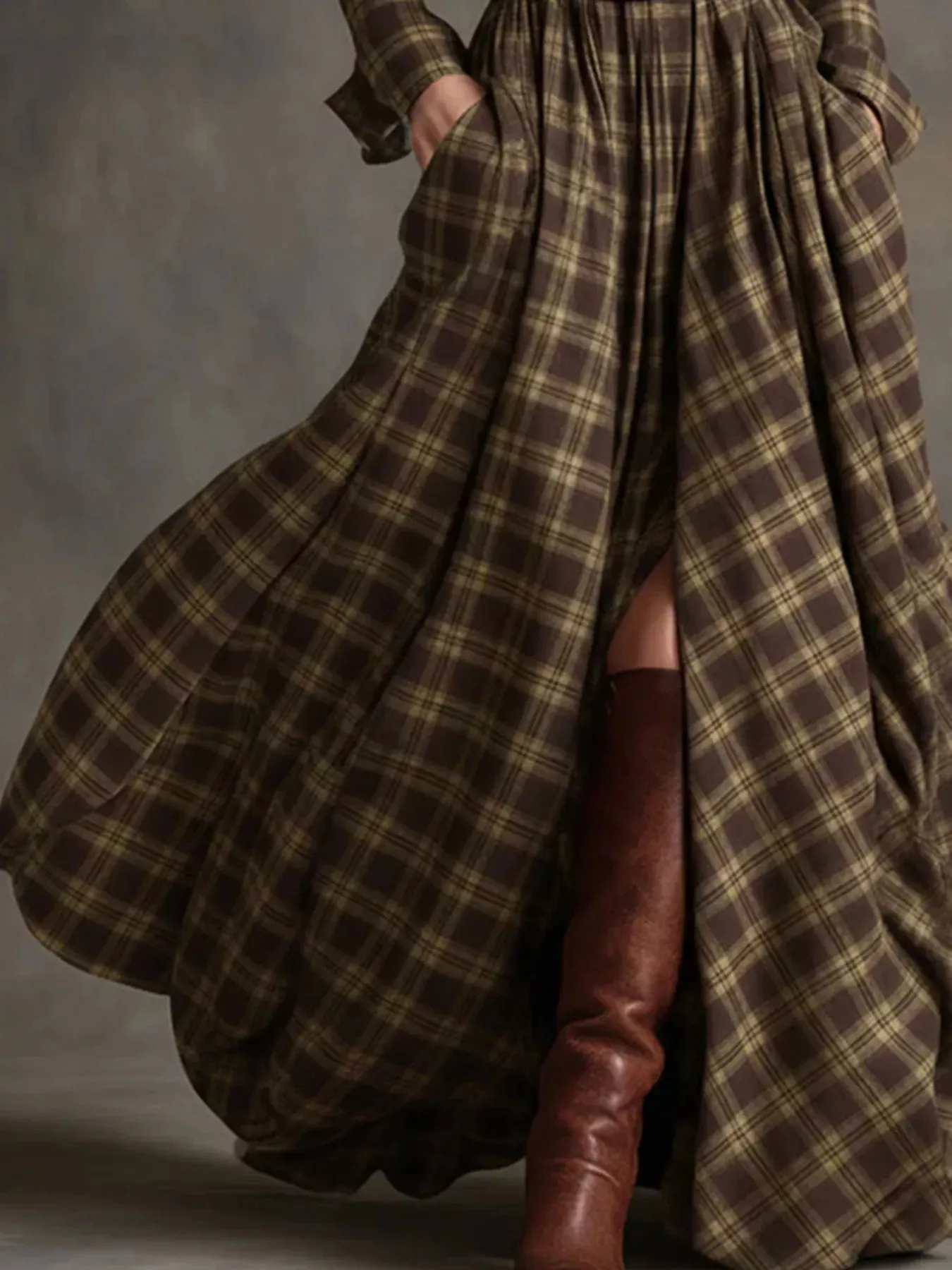 Plaid Button Front Maxi Shirt Dress sold by Charming Charlie product image thumbnail 3