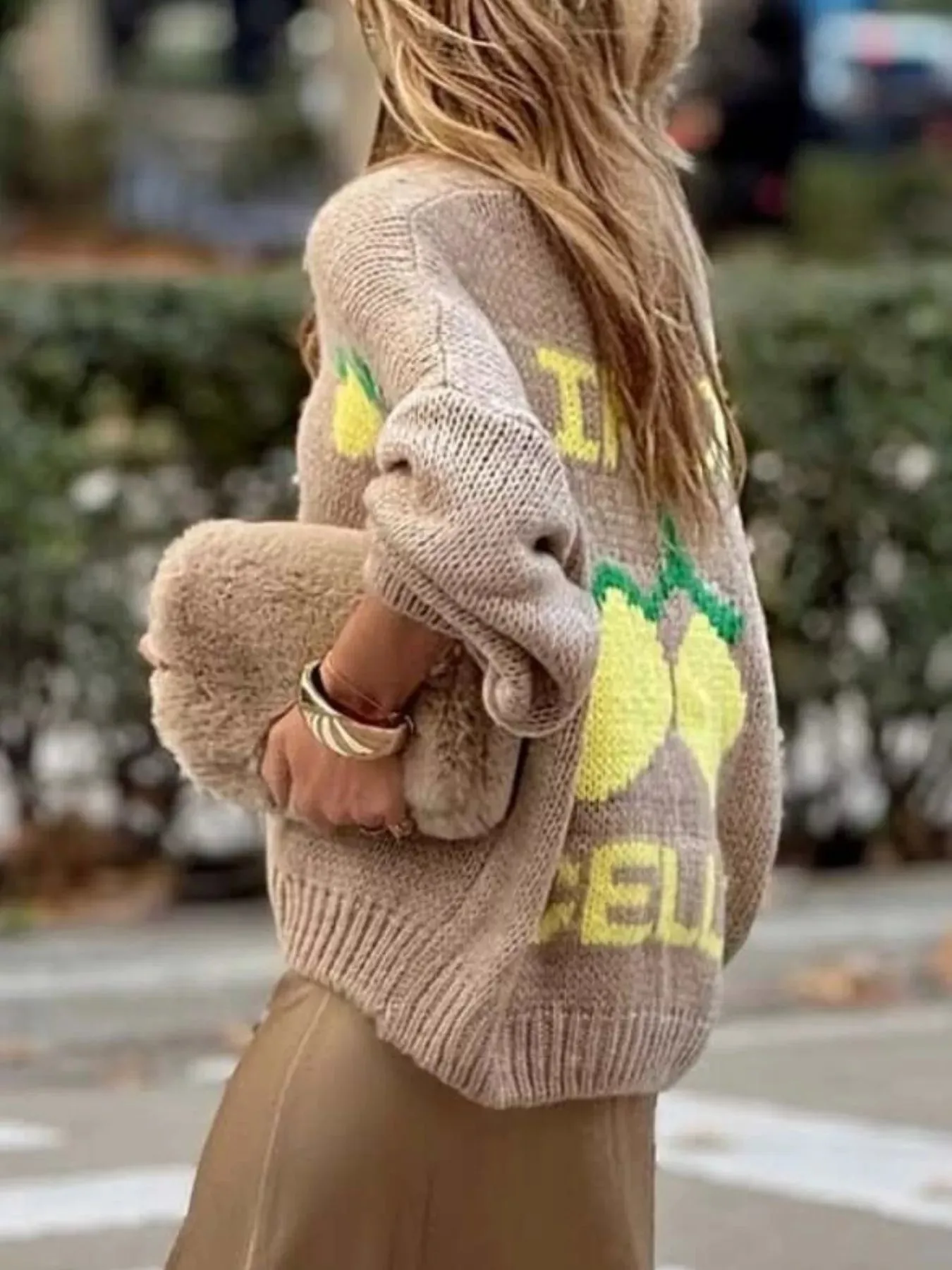 Lemon Button Up Knit Cardigan sold by Charming Charlie product image thumbnail 4