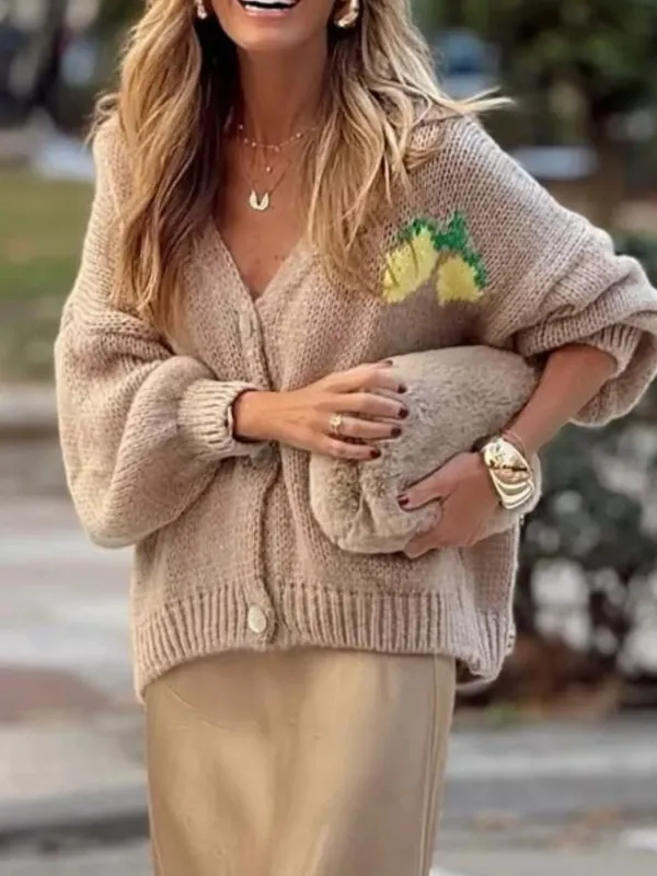 Lemon Button Up Knit Cardigan sold by Charming Charlie