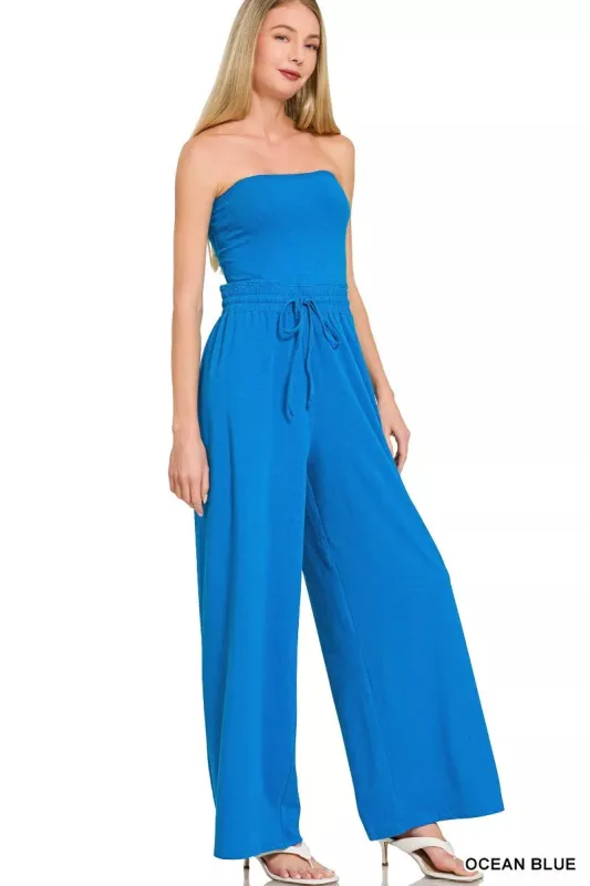 Zenana Tube Top Jumpsuit with Drawstring Waist sold by Charming Charlie