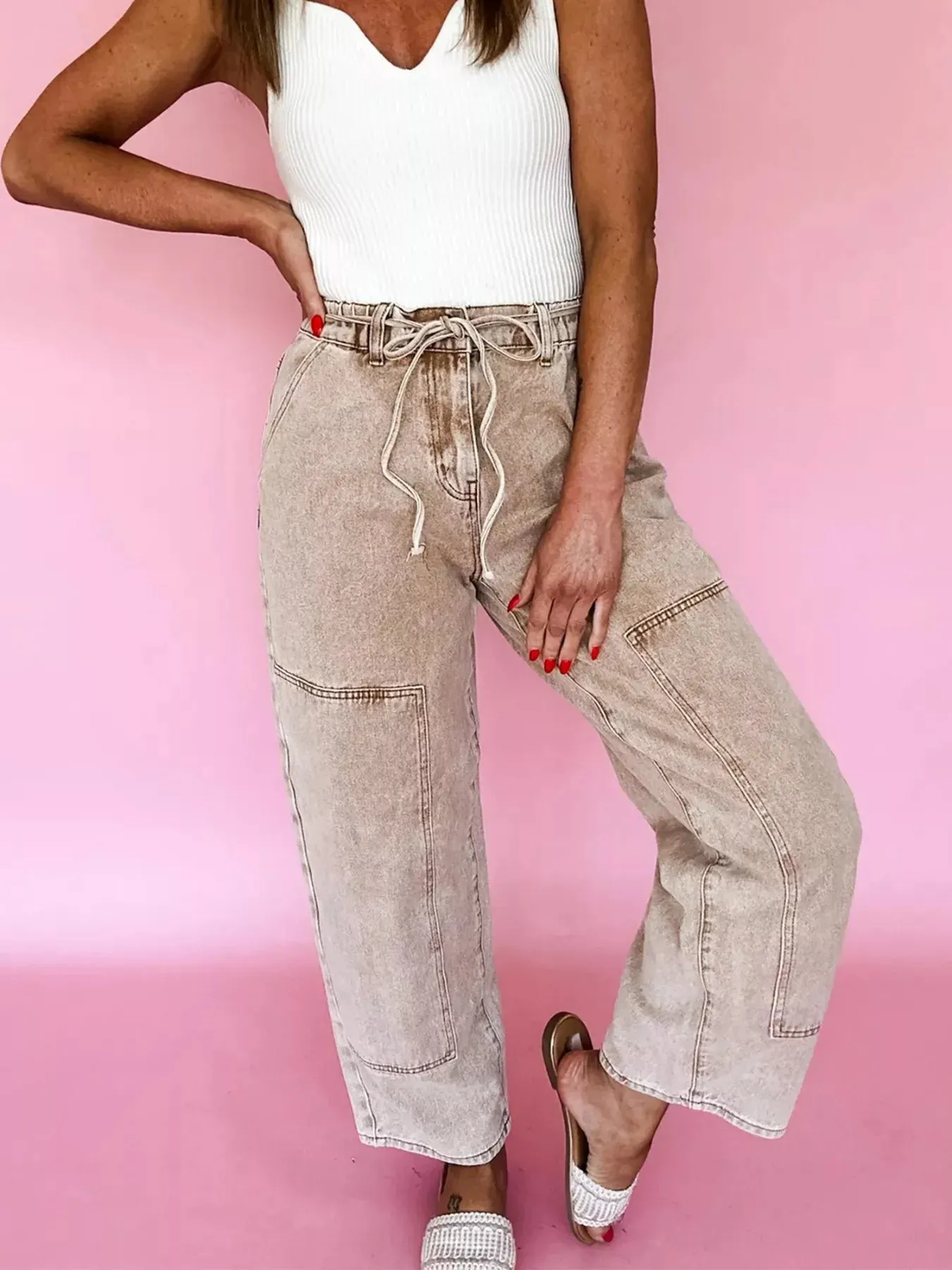 Acid Wash Wide Leg Jeans sold by Charming Charlie