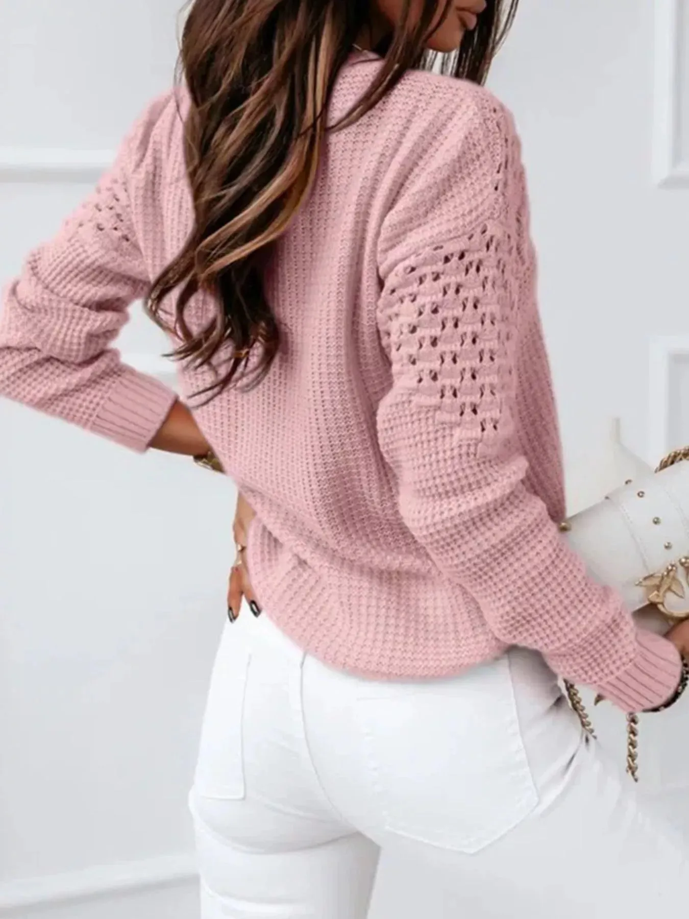 Textured Openwork Round Neck Sweater sold by Charming Charlie product image thumbnail 2