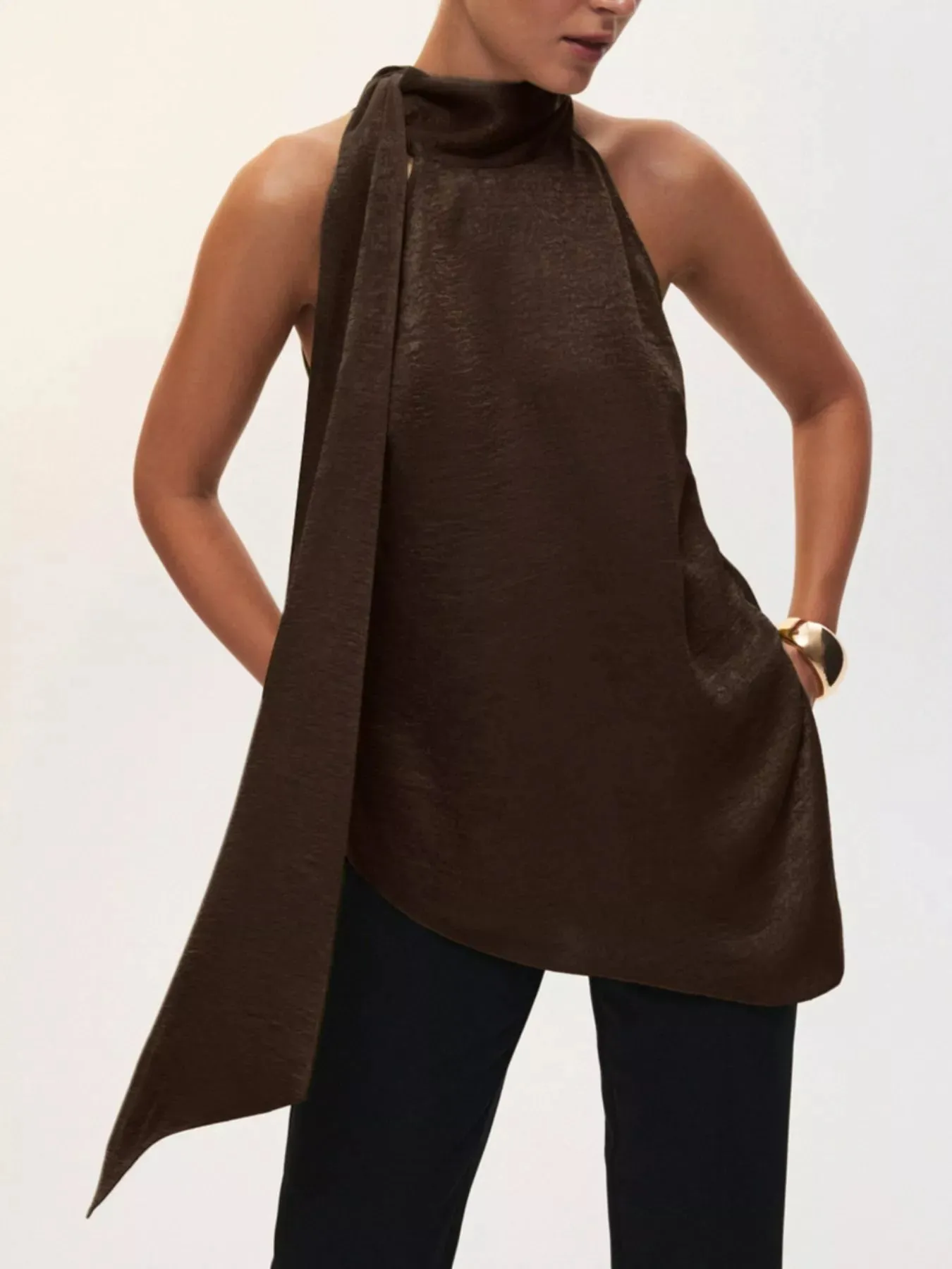 Elegant Halter Neck Asymmetrical Sleeveless Top sold by Charming Charlie product image thumbnail 4