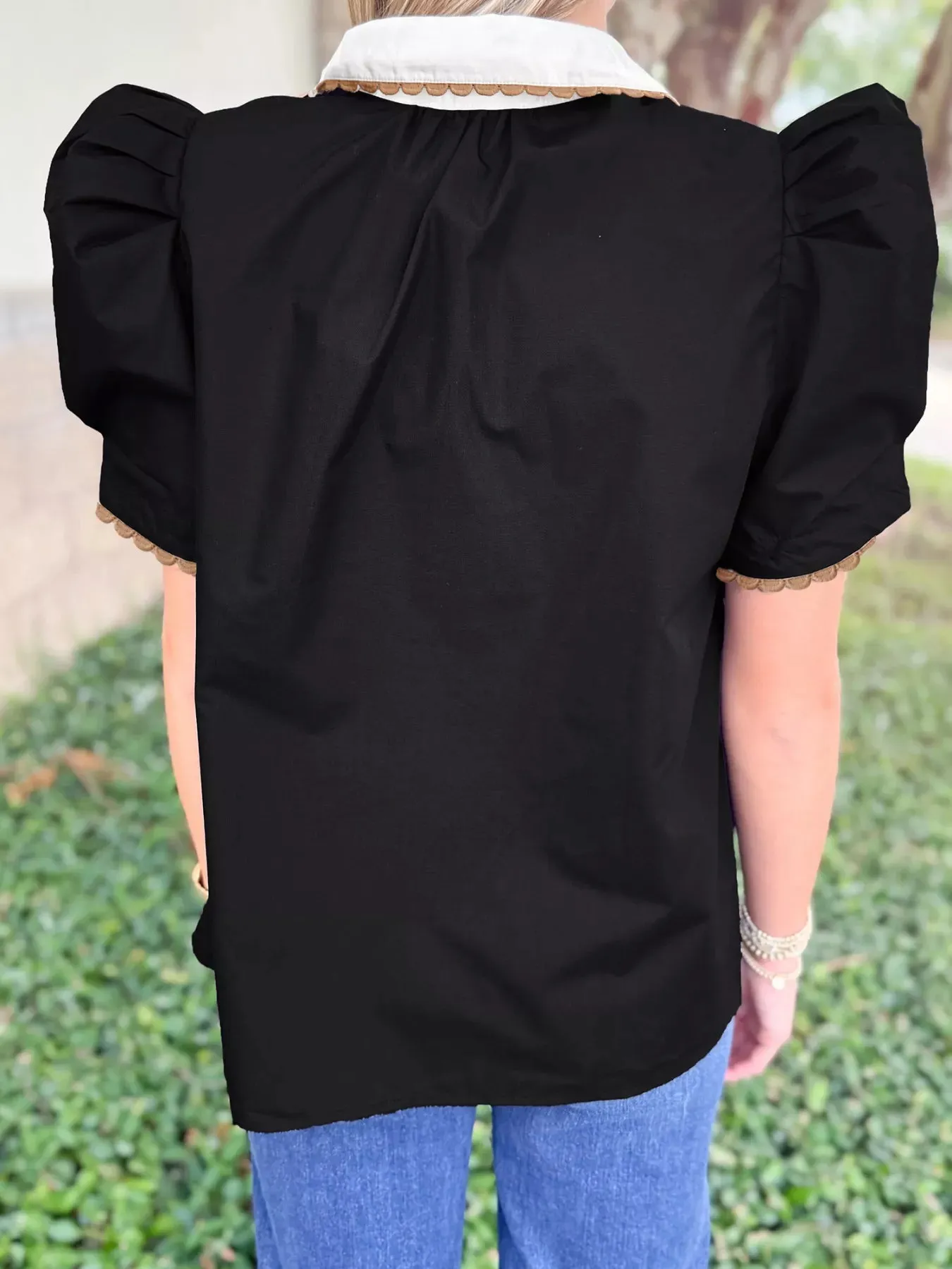 Johnny Collar Puff Sleeve Blouse sold by Charming Charlie product image thumbnail 2