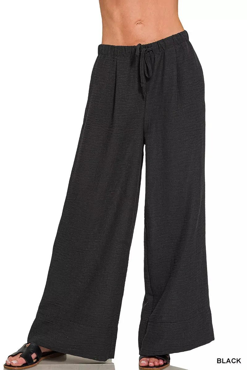 Zenana Woven Airflow Drawstring Pants sold by Charming Charlie